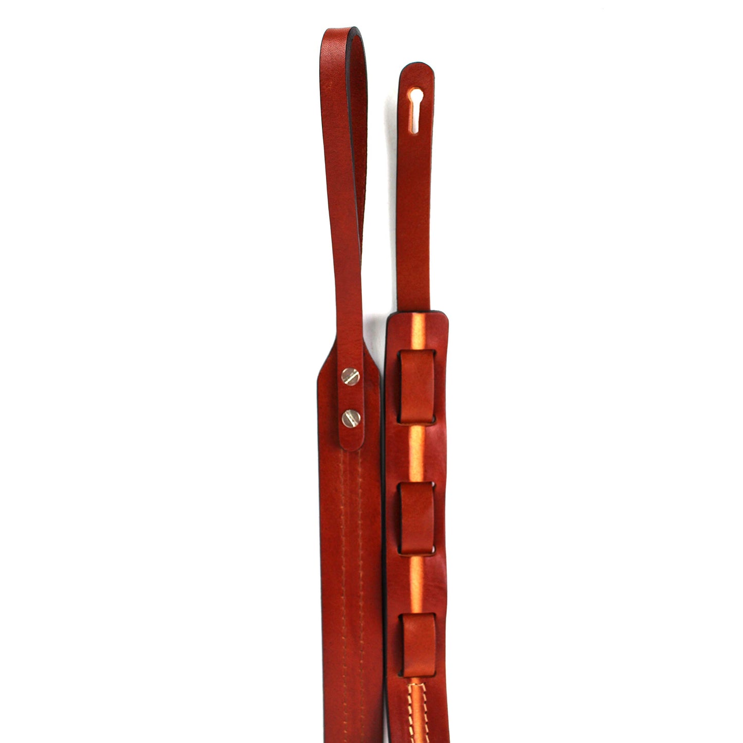 Walker And Williams M-11 Retro Chestnut & Tan Grain Leather Mandolin, Mandola, Bouzouki or Uke Strap