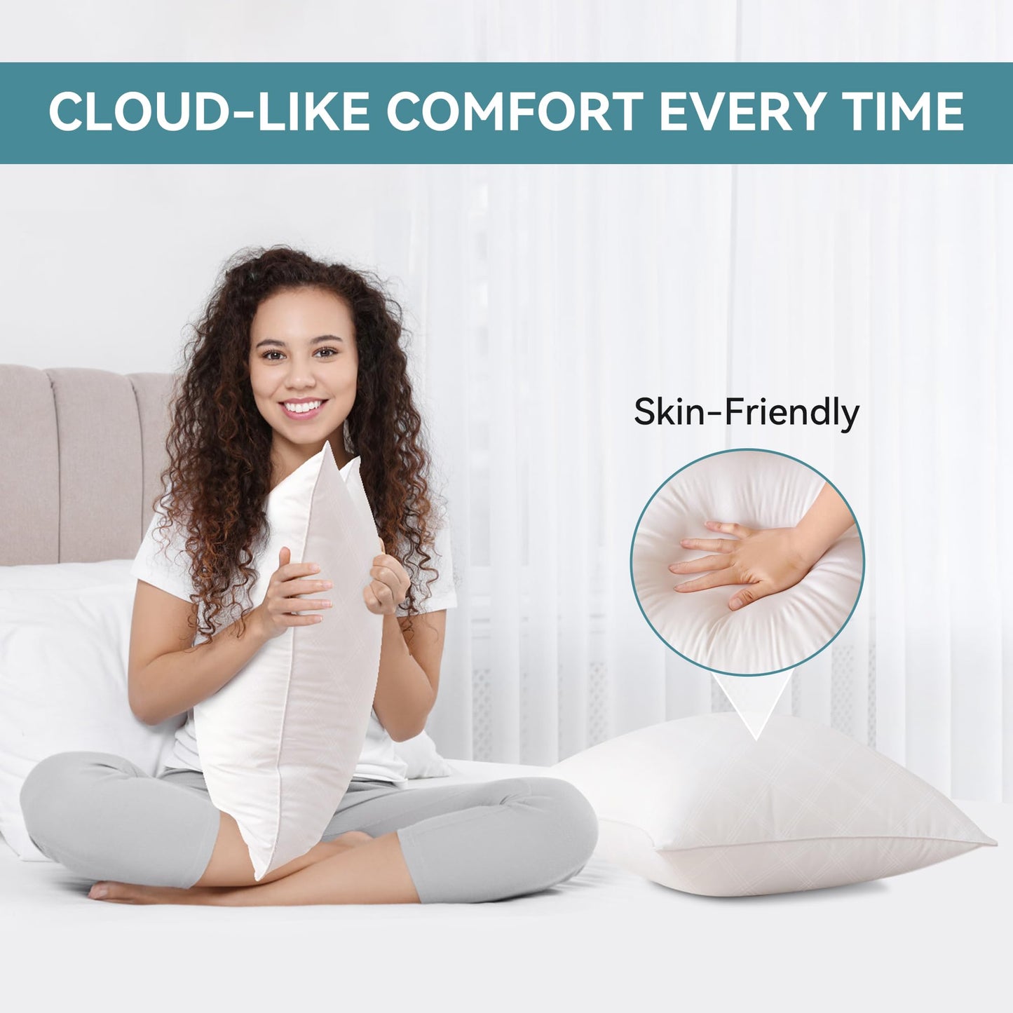 Oubonun 20x20 Inches Pack of 4 Throw Pillows Inserts, White Square Cushion Inner Soft Fluffy Plump Stuffer Pillows Inserts for Sofa Bed Couch