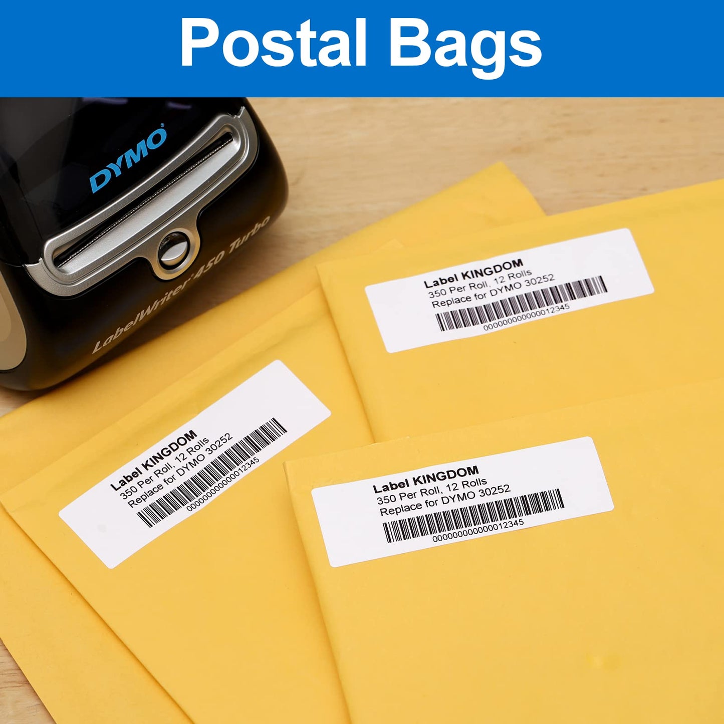 12 Rolls 1-1/8" x 3-1/2" Thermal Labels Replacement for DYMO LW 30252 Multipurpose Address Barcode Label Maker Refills for Label Writer 450, 450 Twin Turbo, 4XL Printers