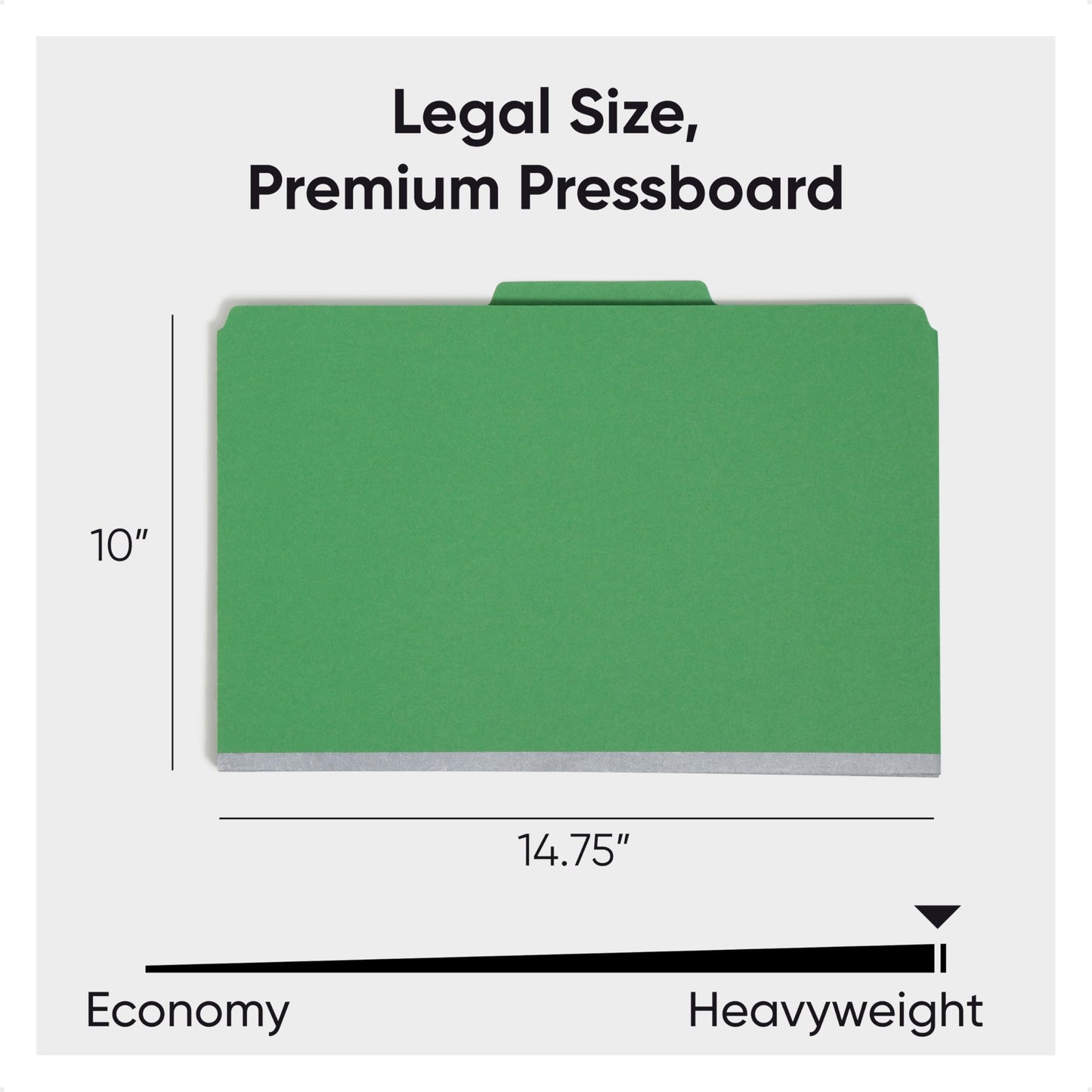 Smead Classification Folder, Legal, 2/5 Right of Center, 2 Dividers, Green, 10 Per Box (19033)