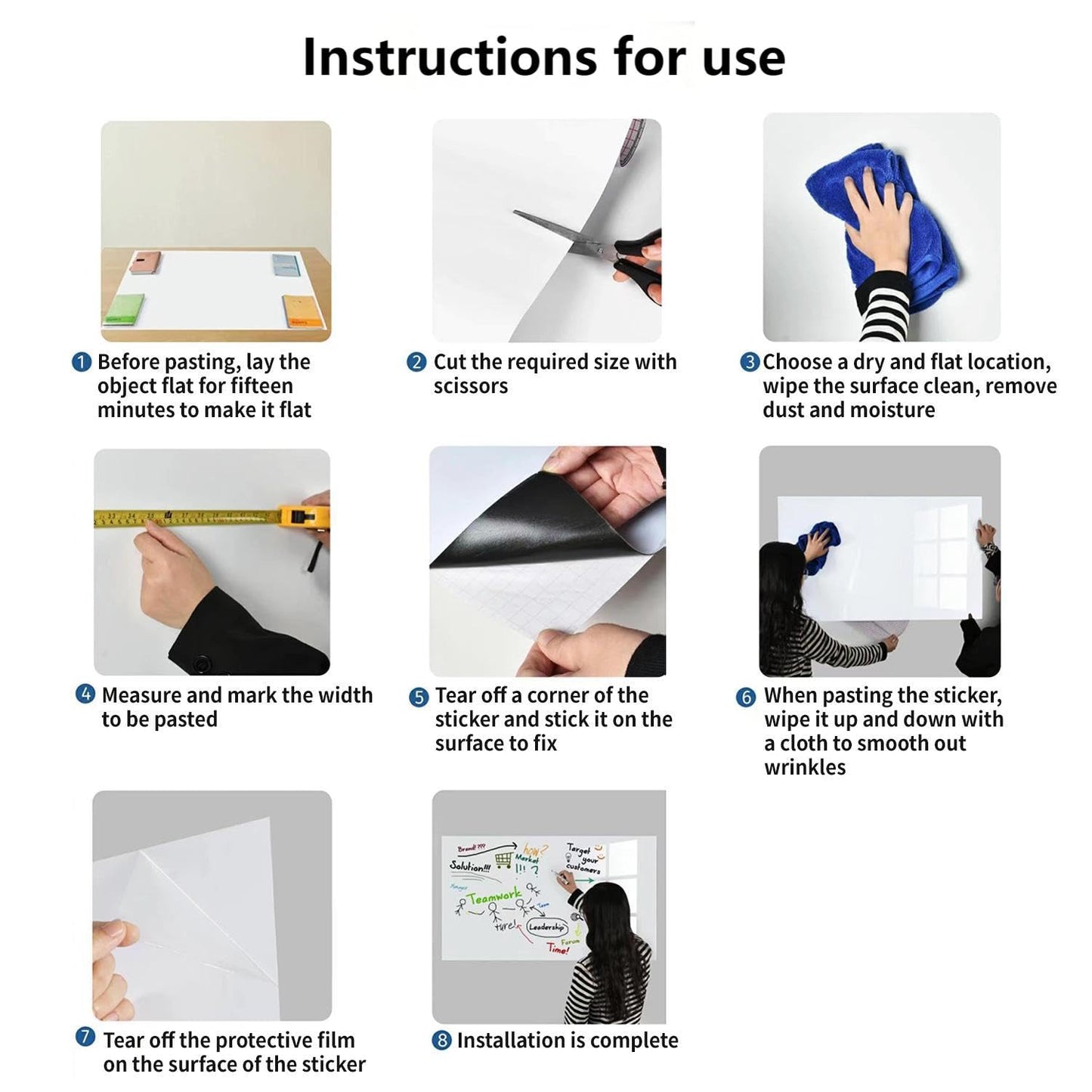 Babenoun Magnetic Whiteboard Contact Paper, 76 * 100cm(30" x 40" Stick on Magnetic Dry Erase White Board Sticker on Wall, Easy to Write for Drawing, School, Office, Kitchen Fridge