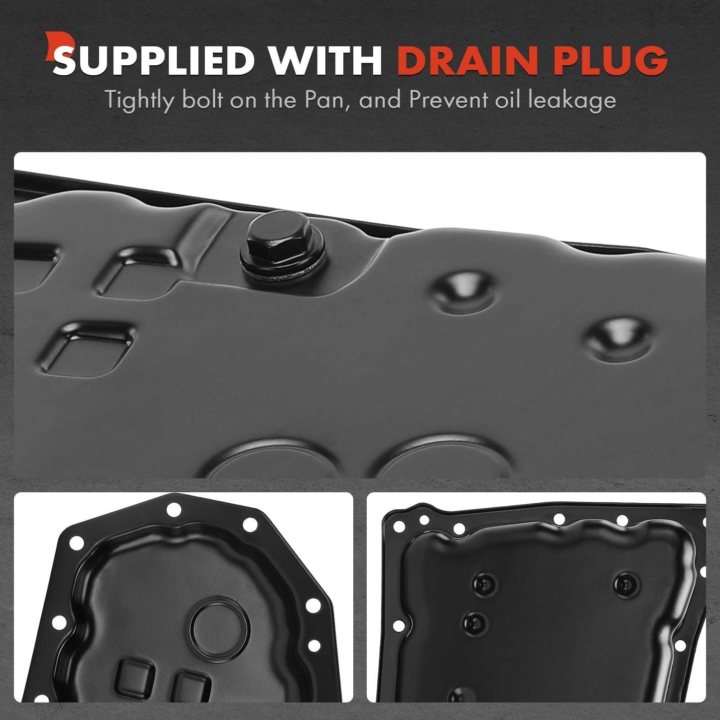 A-Premium Transmission Oil Pan with Drain Plug Compatible with Mitsubishi Outlander 2016-2020, Outlander Sport 2015-2024, Lancer 2016-2017, 2.0L 2.4L, Replaces 2705A048, 2705A062
