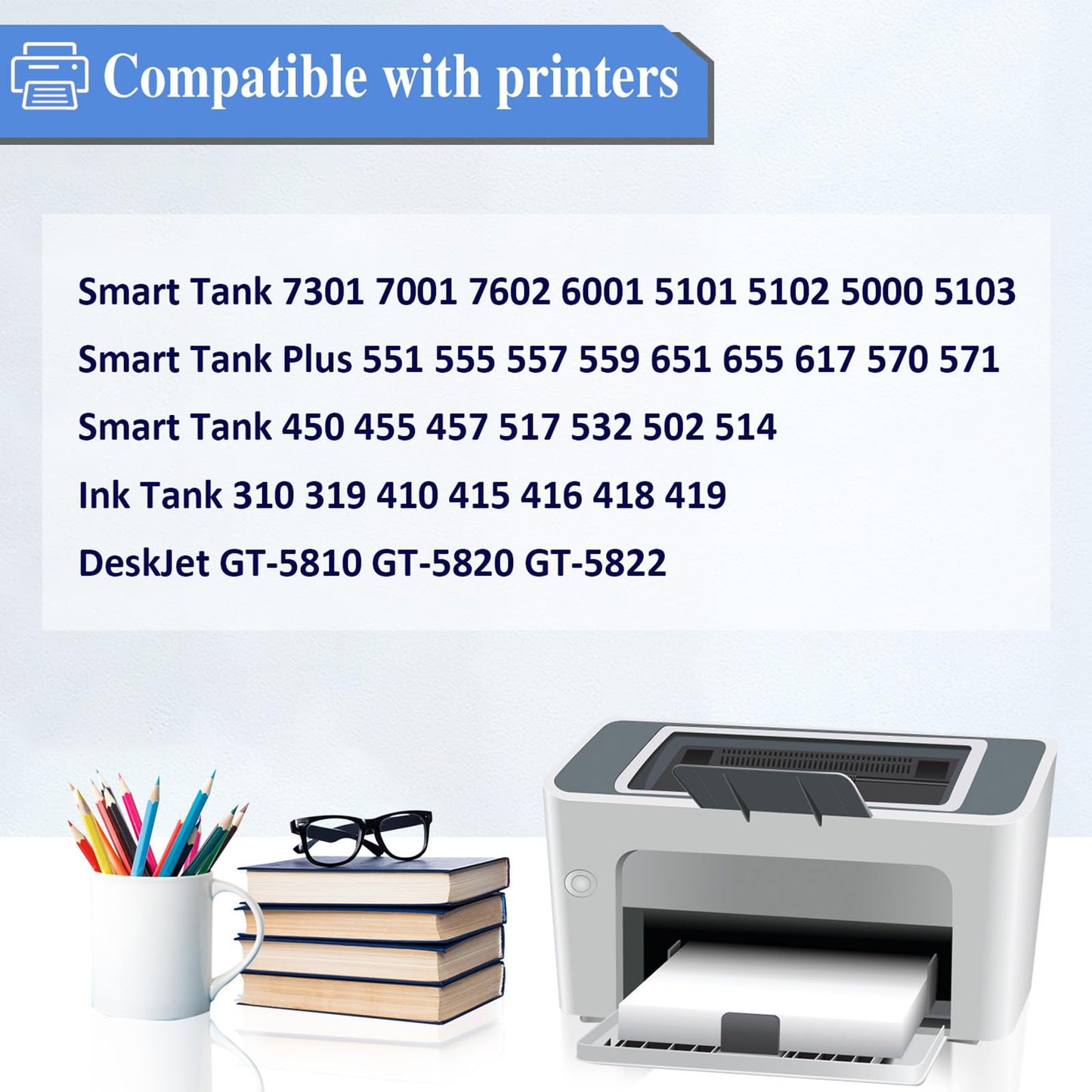 Compatible for HP 31 32XL Ink Bottle Set Compatible with HP Smart Tank 5101 5000 570 7602 6001 7301 7001 Plus 651 551 455 457 450 All-in-One Printer Ink (8-Pack, 2Black 2Cyan 2Magenta 2Yellow)