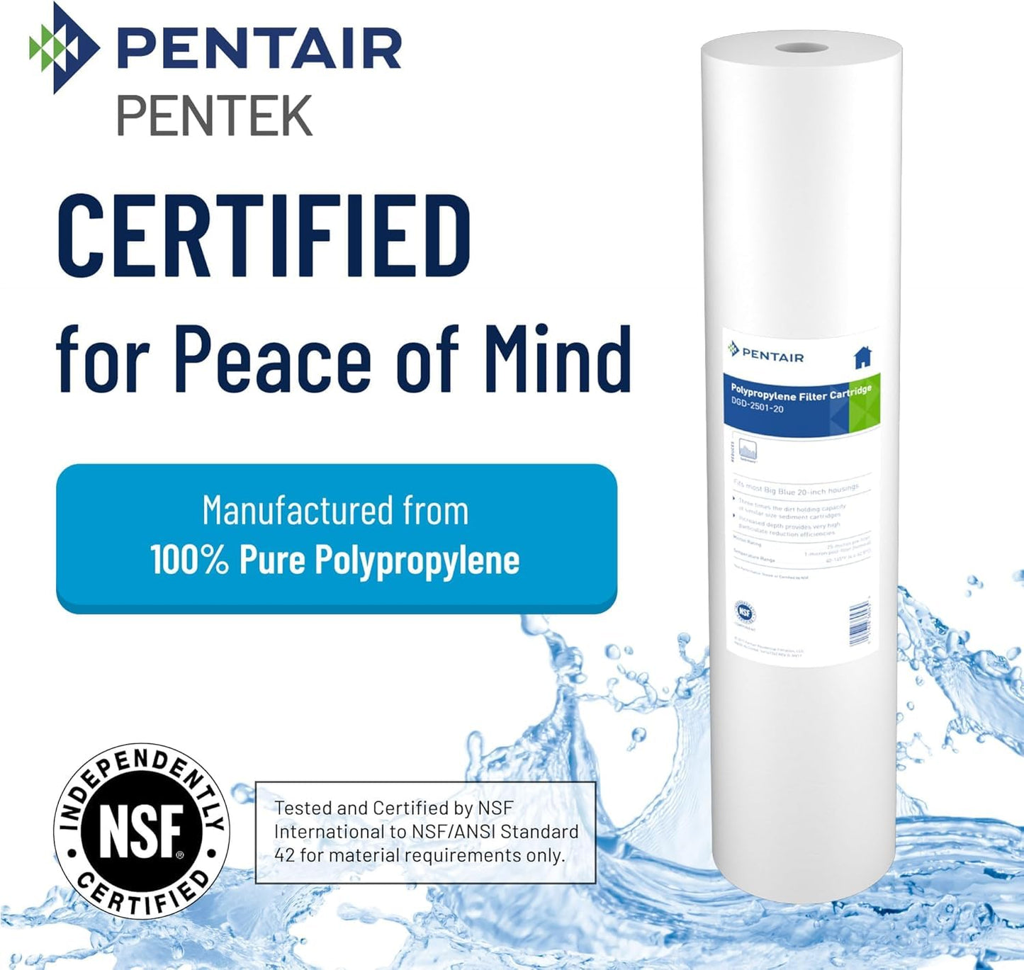 Pentek DGD-2501-20 Spun Polypropylene Filter Cartridge, 20-Inch x 4-1/2-Inch