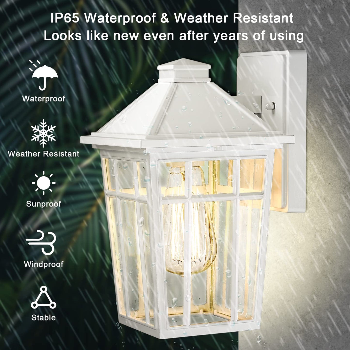 Darkaway Outdoor Sconce Lights Wall Light Fixtures, Front Porch Light Outdoor Wall Anti-Rust Waterproof Aluminum with Glass Exterior Light Fixture for Patio, Yard, Doorway, Garage (1 Pack, White)