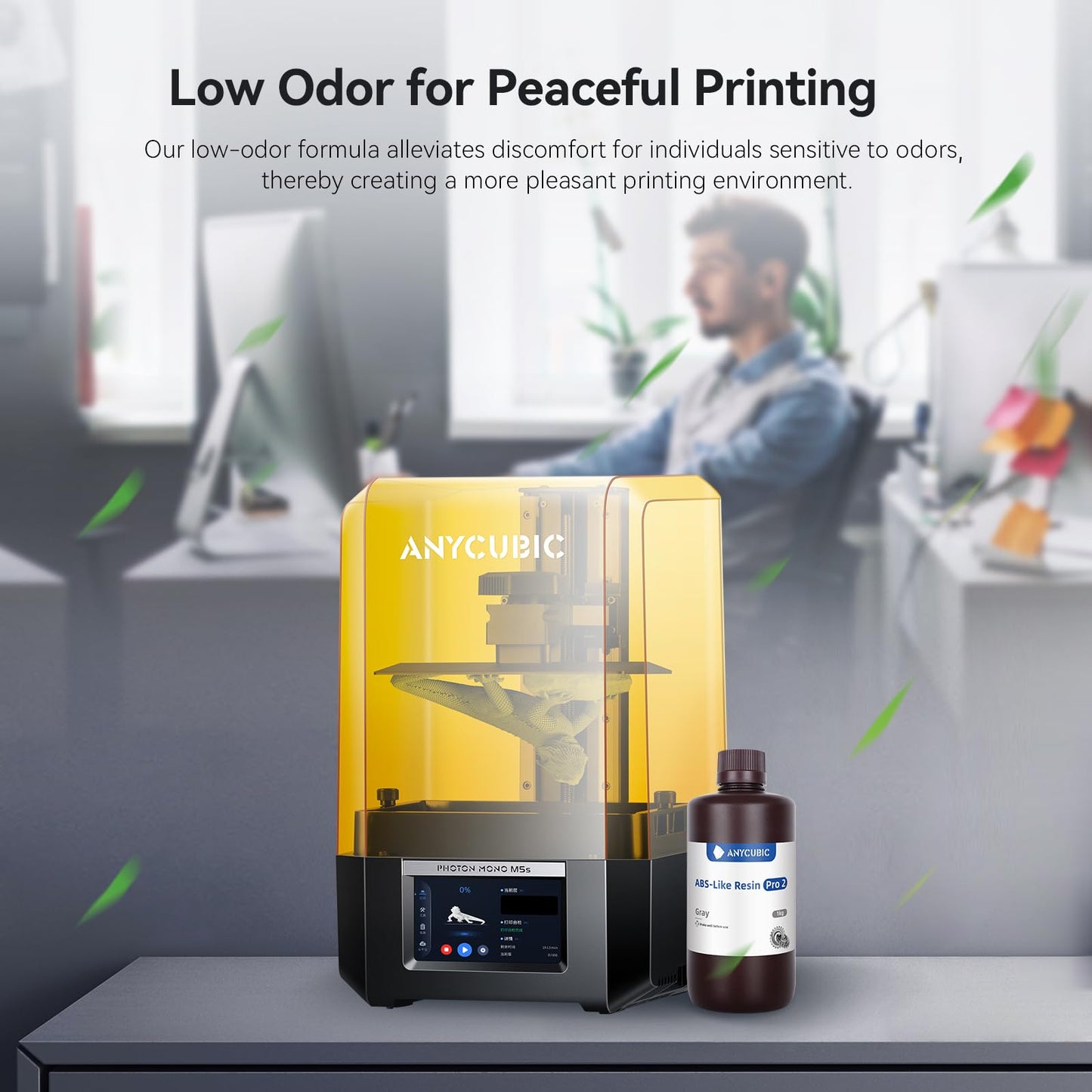 ANYCUBIC ABS-Like Resin Pro 2, Toughness Upgrade 3D Printer Resin, Low Odor 405nm UV-Curing Resin, High Precision and High-Success Rate Standard Photopolymer Resin for LCD DLP 3D Printing (2kg-Gray)