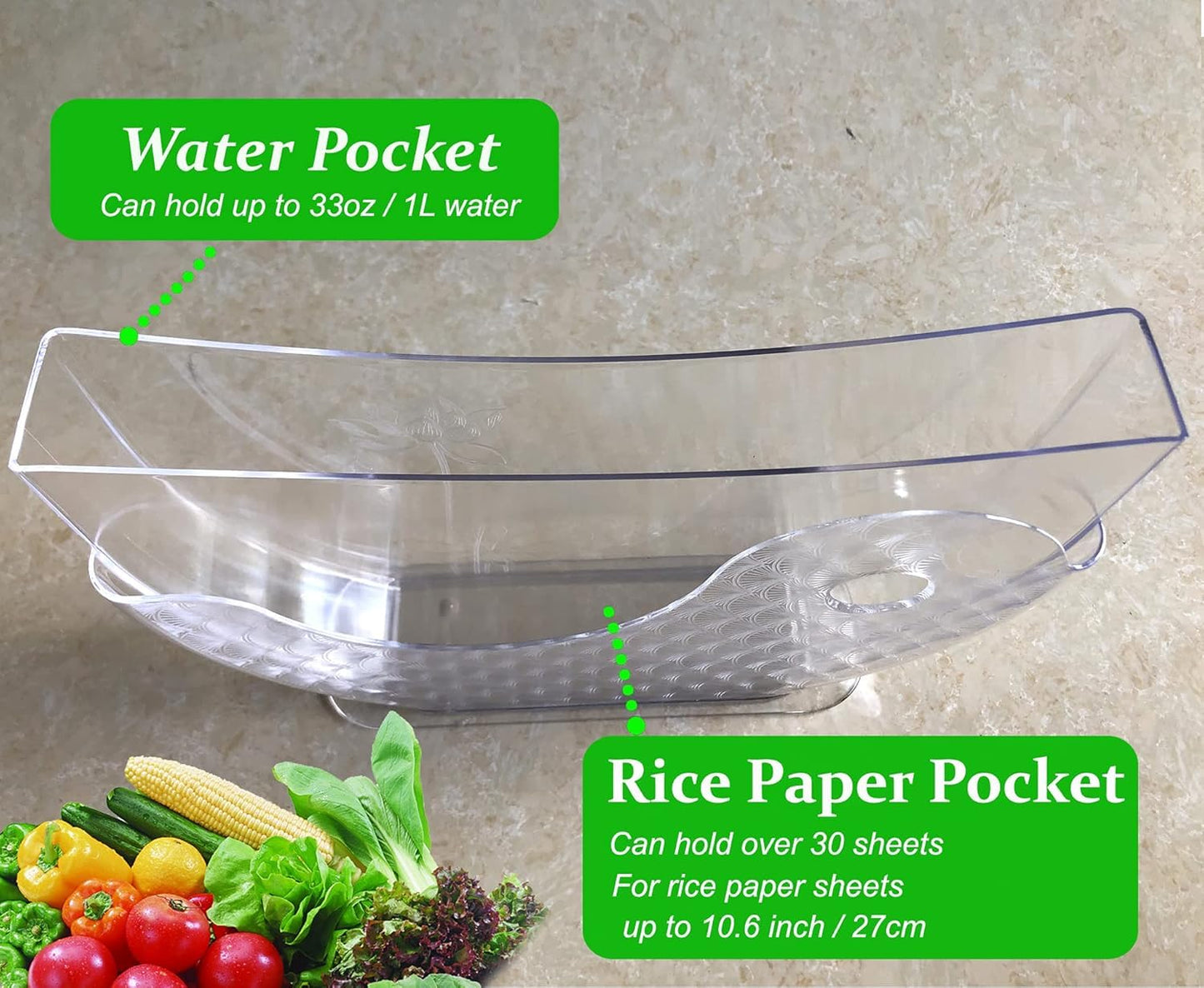 Aihmilcl Rice Paper Water Bowl Holder for Summer Rolls 10.62" (Rice Paper Not Included) - One Pack