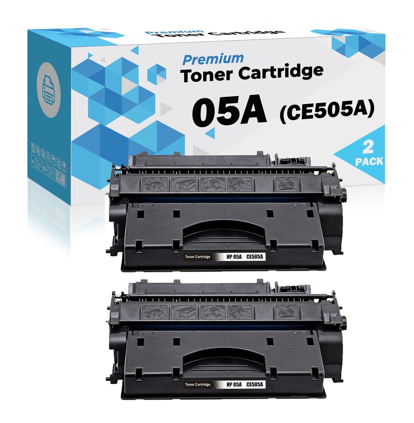 Ultra Toner® Compatible Replacement for HP 05A CE505A Black Toner Cartridge for HP Laserjet P2035 P2035n P2055d P2055dn P2055x (2PK)
