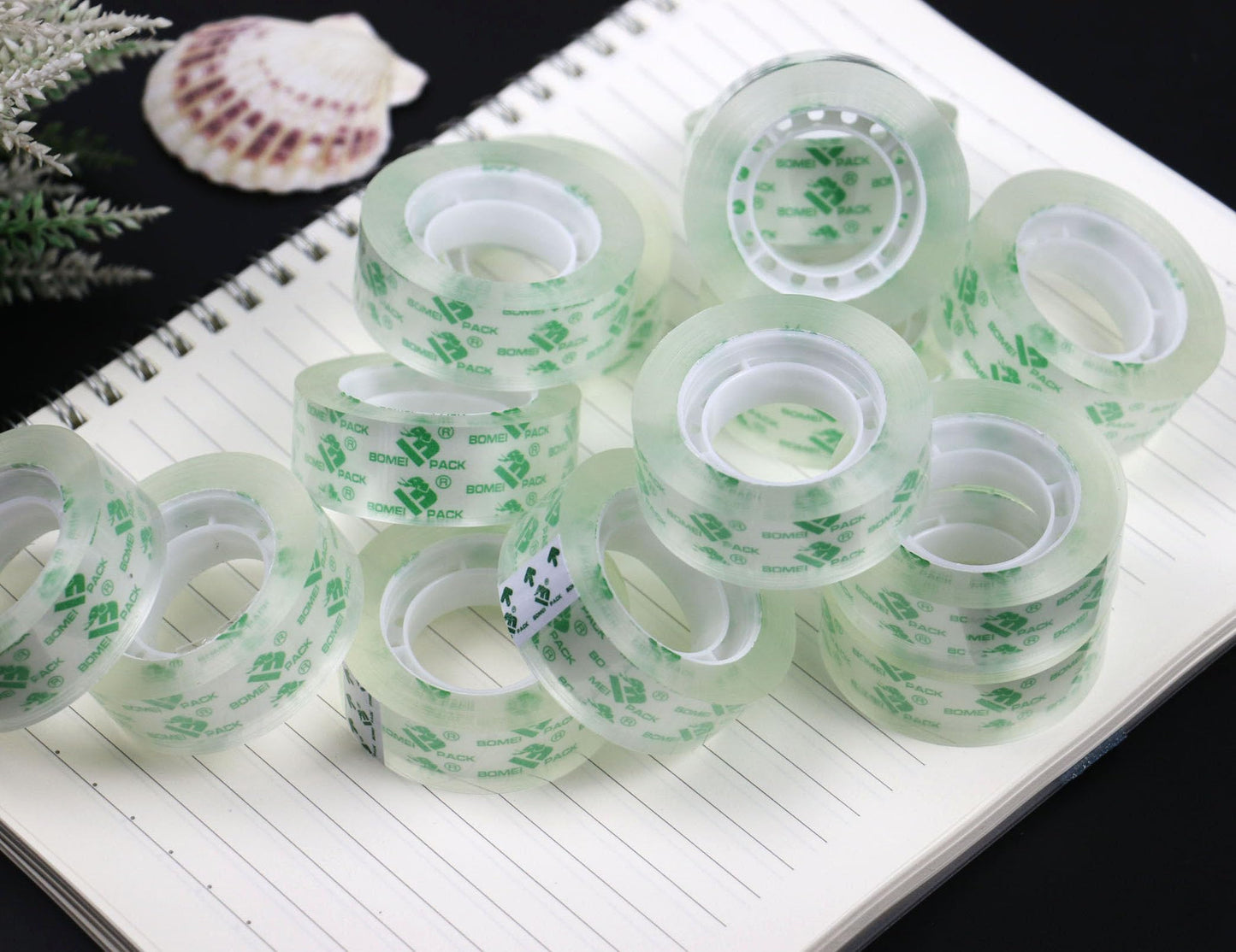 BOMEI PACK 96 Rolls Crystal Clear Transparent Tape, Stationery Tape Refills Rolls for Dispenser, 3/4 in x 900 in,1 inch Core, Gift Wrapping Clear Tape Bulk for Office, School and Home