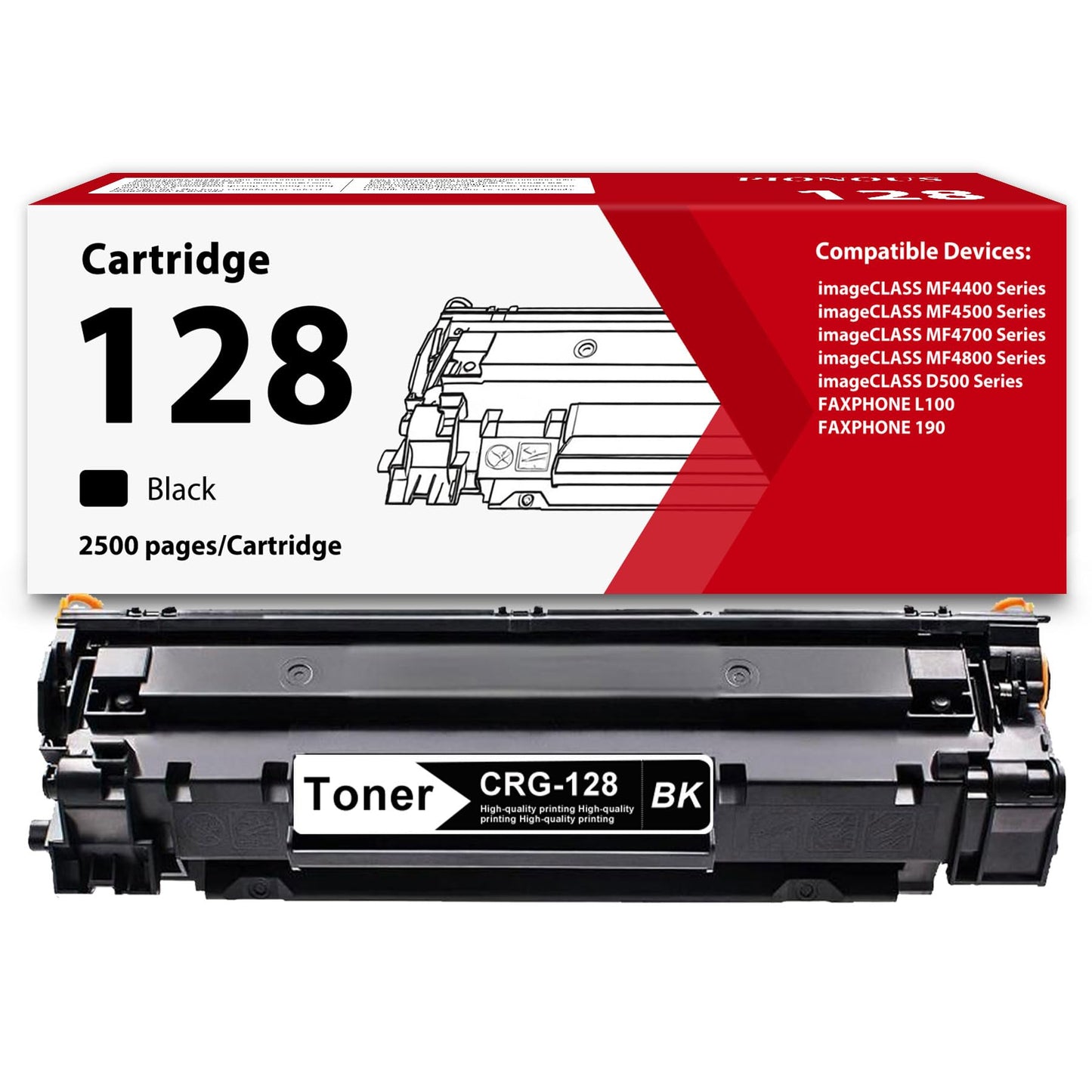 128 Black Toner Cartridge (1-Pack) High Yield Replacement for Canon CRG-128 128 | Compatible with imageCLASS MF4570, MF4770n, MF4450, MF4800, D530, D550, L100, L190 Series Printer