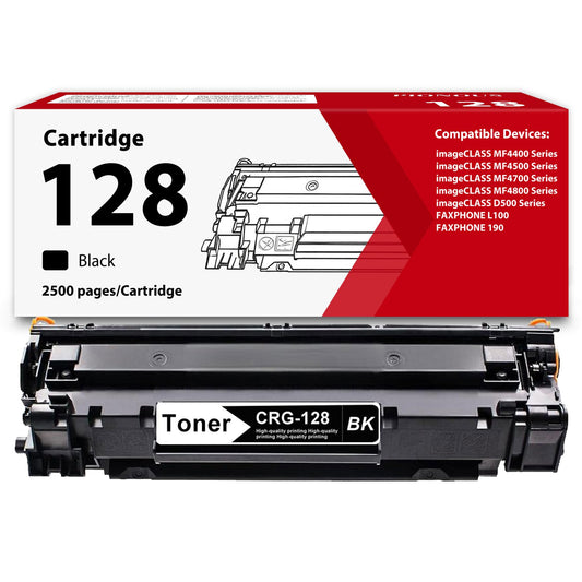128 Black Toner Cartridge (1-Pack) High Yield Replacement for Canon CRG-128 128 | Compatible with imageCLASS MF4570, MF4770n, MF4450, MF4800, D530, D550, L100, L190 Series Printer