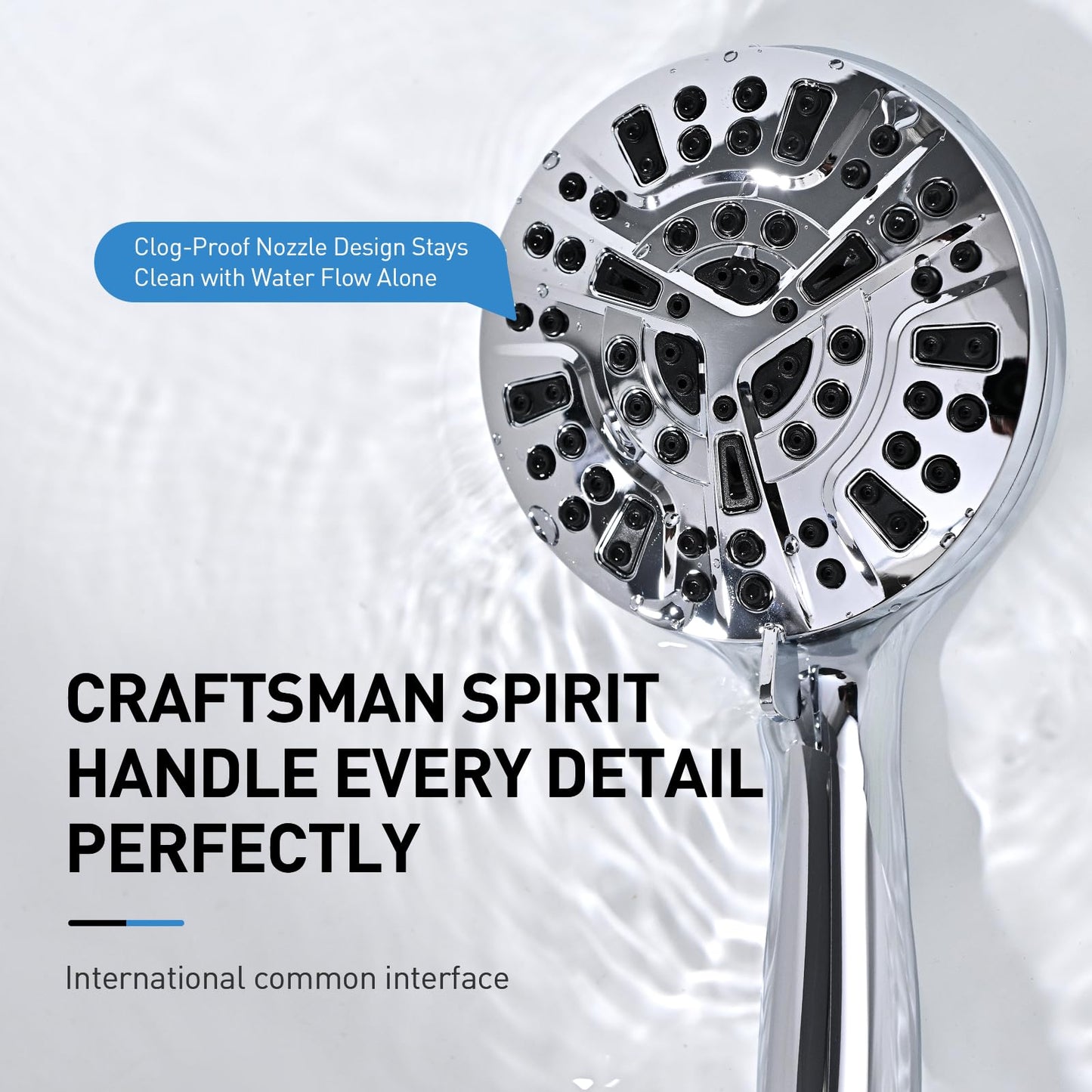 Shower Head, 10-Mode High Pressure Shower Head with Handheld, Non-Clogging Nozzles High Flow Hand Held Shower Head, Shower Head with Leakproof Hose&Metal Bracket