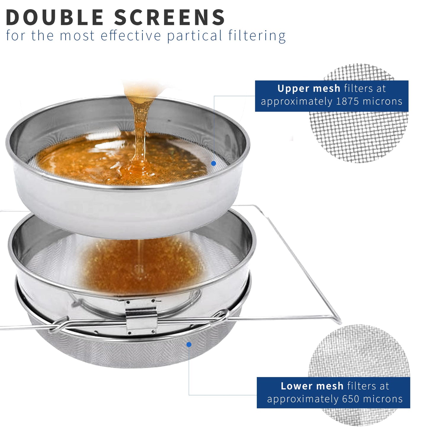 VIVO Honey Strainer Double Sieve Stainless Steel Beekeeping Equipment Filter