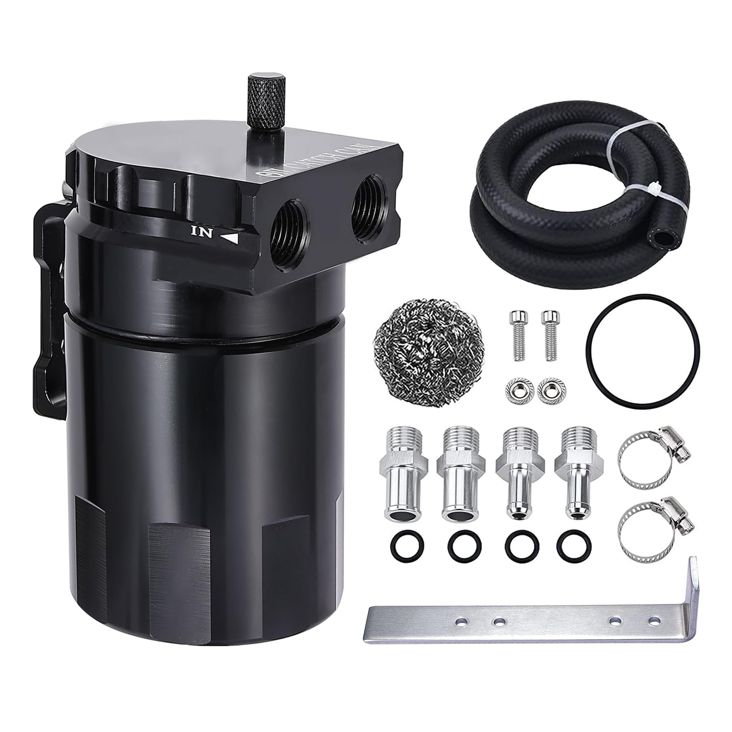 EVIL ENERGY Baffled Oil Catch Can,Oil Separator Catch Can 300ml Universal Aluminum Black