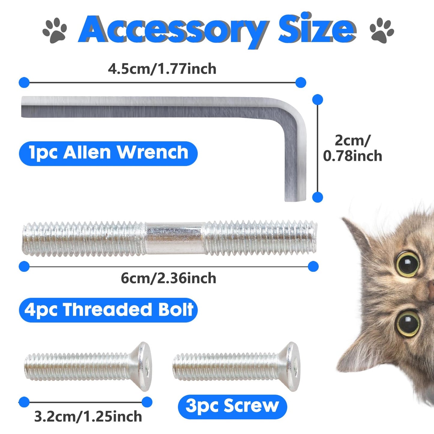 PowerKing Thick Natural Sisal Replacement Scratching Post,15.7" Length, 4.5" Thick, 2Pcs M8 Cat Scratch Post Refill Poles, Ideal for Refurbishment, Includes Screws (White)