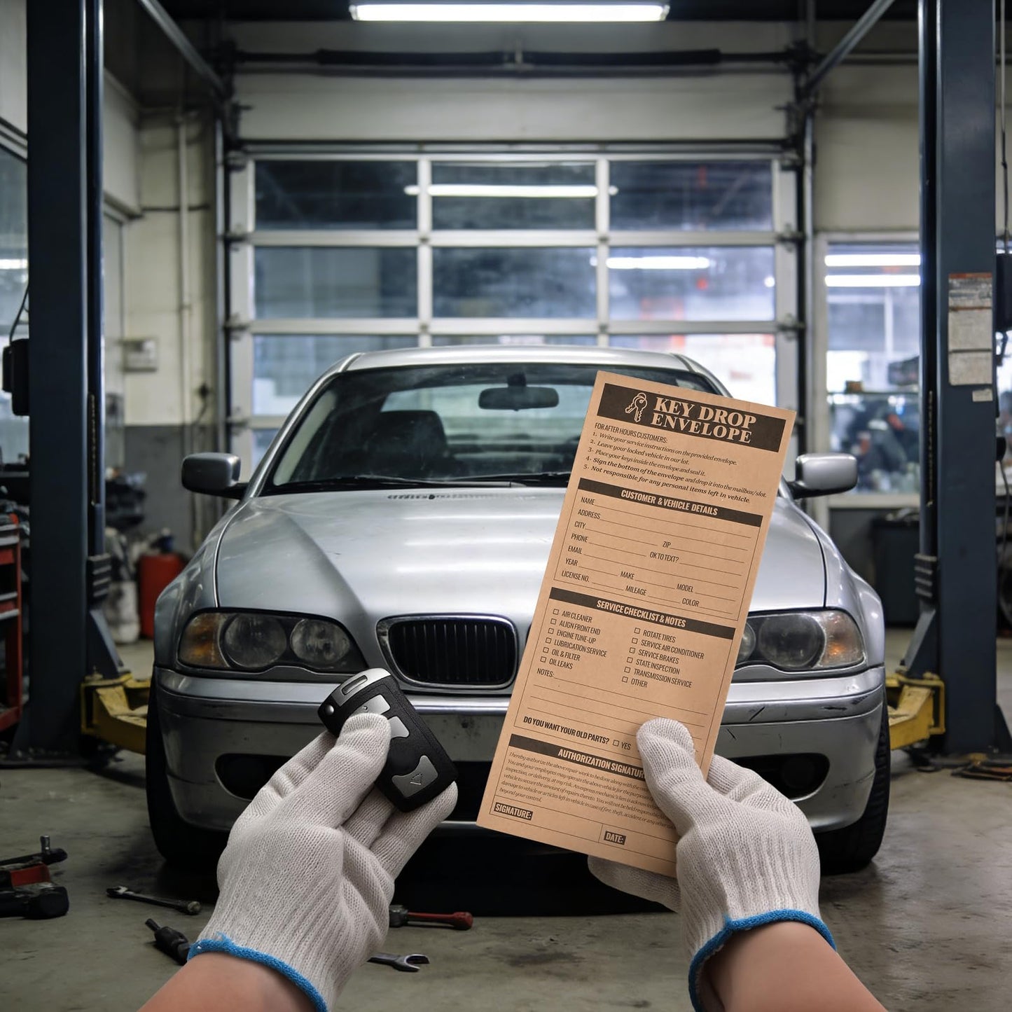 500-Count Key Drop Envelopes for Auto Shop Repair & After Hours Service, #10 Self Adhesive 28lb Brown Kraft Paper, Ideal for Overnight Service Drop Box, 4.125 x 9.5 Inches(horizontal)