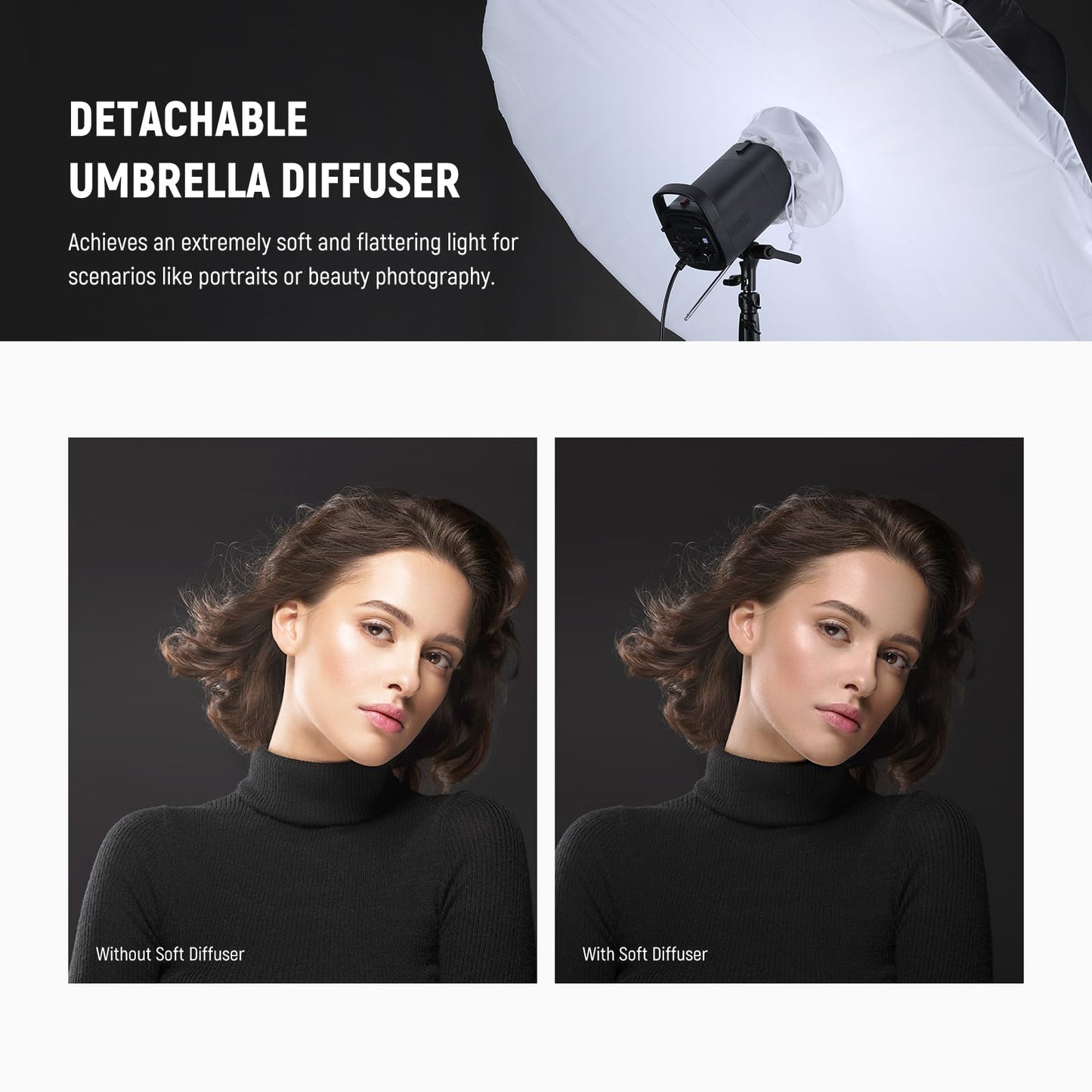 NEEWER 65"/165cm Parabolic Reflective Umbrella Photography with Silver Inner, Soft Lighting with Diffuser Cover, Bag, Quick Fold for Camera Photo Studio Video Light Shooting Monolight Flash, NS3U