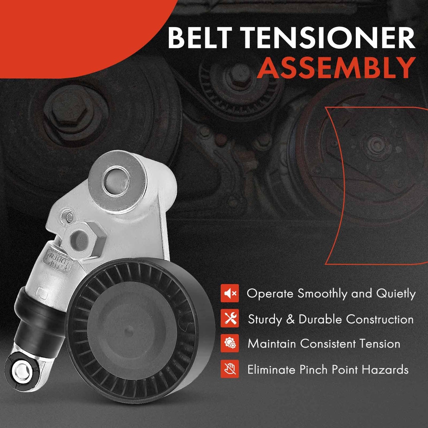 A-Premium Belt Tensioner Assembly with Pulley Compatible with Hyundai Sonata 2006-2010, Santa Fe, Azera, Veracruz, Entourage & Kia Sorento, Sedona, Cadenza, Borrego, K900, Amanti, Replace# 41900436443