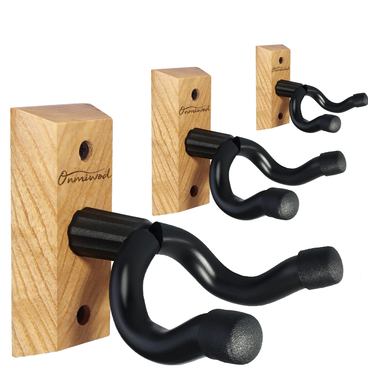 Guitar Wall Mount 3 Pack, Ash Hardwood Guitar Hanger, U-Shaped Guitar Wall Hanger Mount Holder Hook Stand Wall for Acoustic, Electric Guitar, Banjo, Bass, Gift for Player