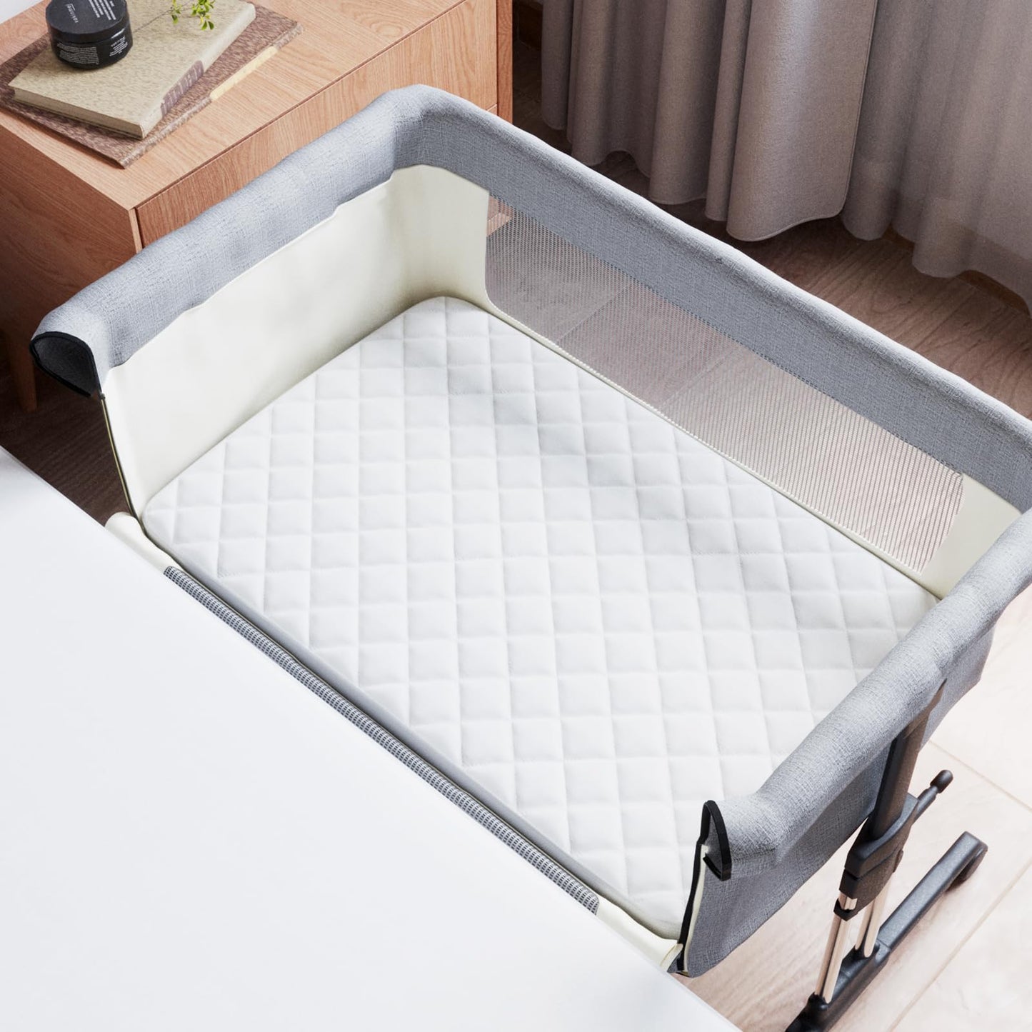Bassinet Mattress Pad Cover Fit for Baby Delight/Mika Micky/Dream On Me Lotus/ANGELBLISS/KoolerThings (3 in 1) Bedside Sleeper, Waterproof Bassinet Mattress Protector Quilted Bassinet Sheets 2 Pack