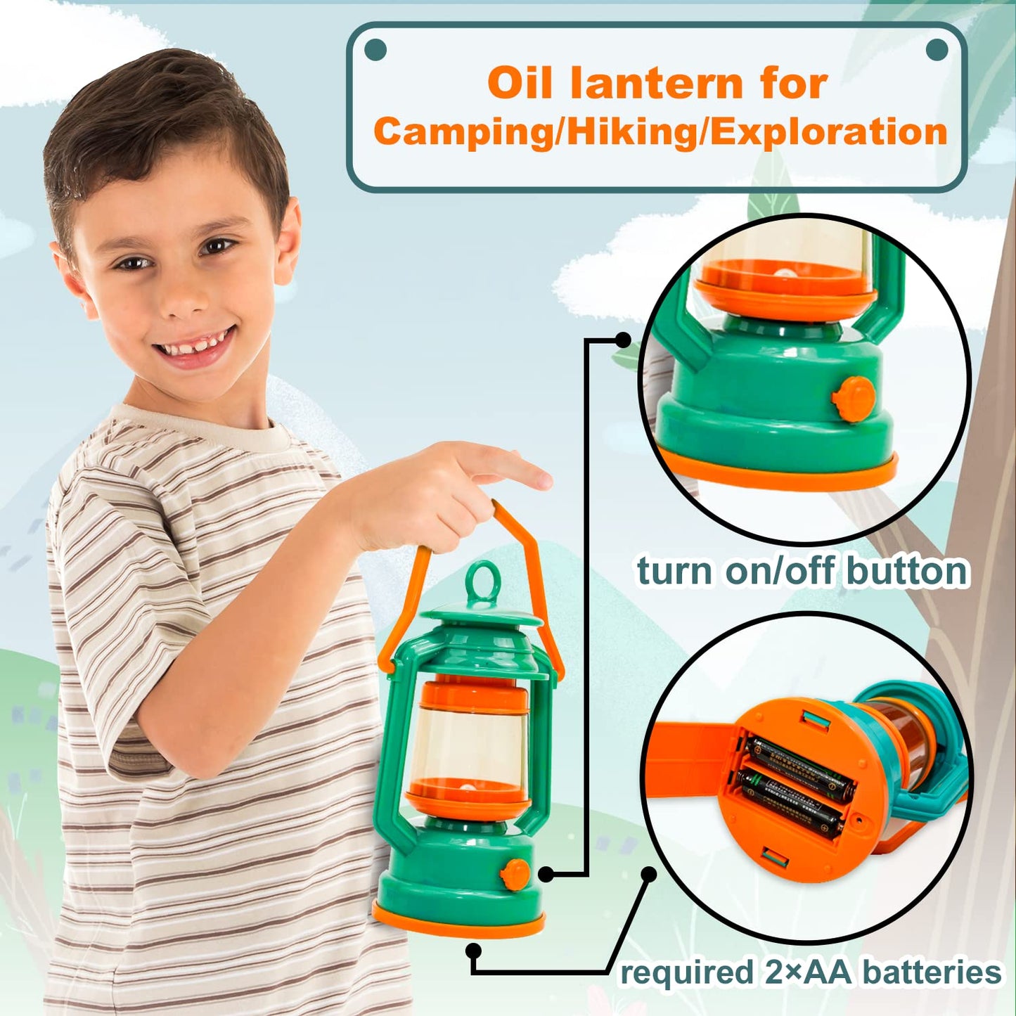 Camping Toys for Kids - Pretend Campfire for 3 4 5 6 7 Year Old Boys Girls - Pretend Play with Toy Campfire/Play Food/Oil Lantern/Kids Explorer Kit