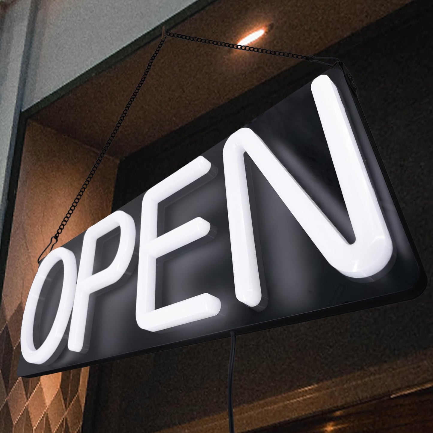 Open Signs for Business,Neon Open Sign Led,50x18 cm with Remote Control,Bright Light Up Sign,Window Door Wall Mounted Bar Coffee Salon Store,12V/2A Horizontal White