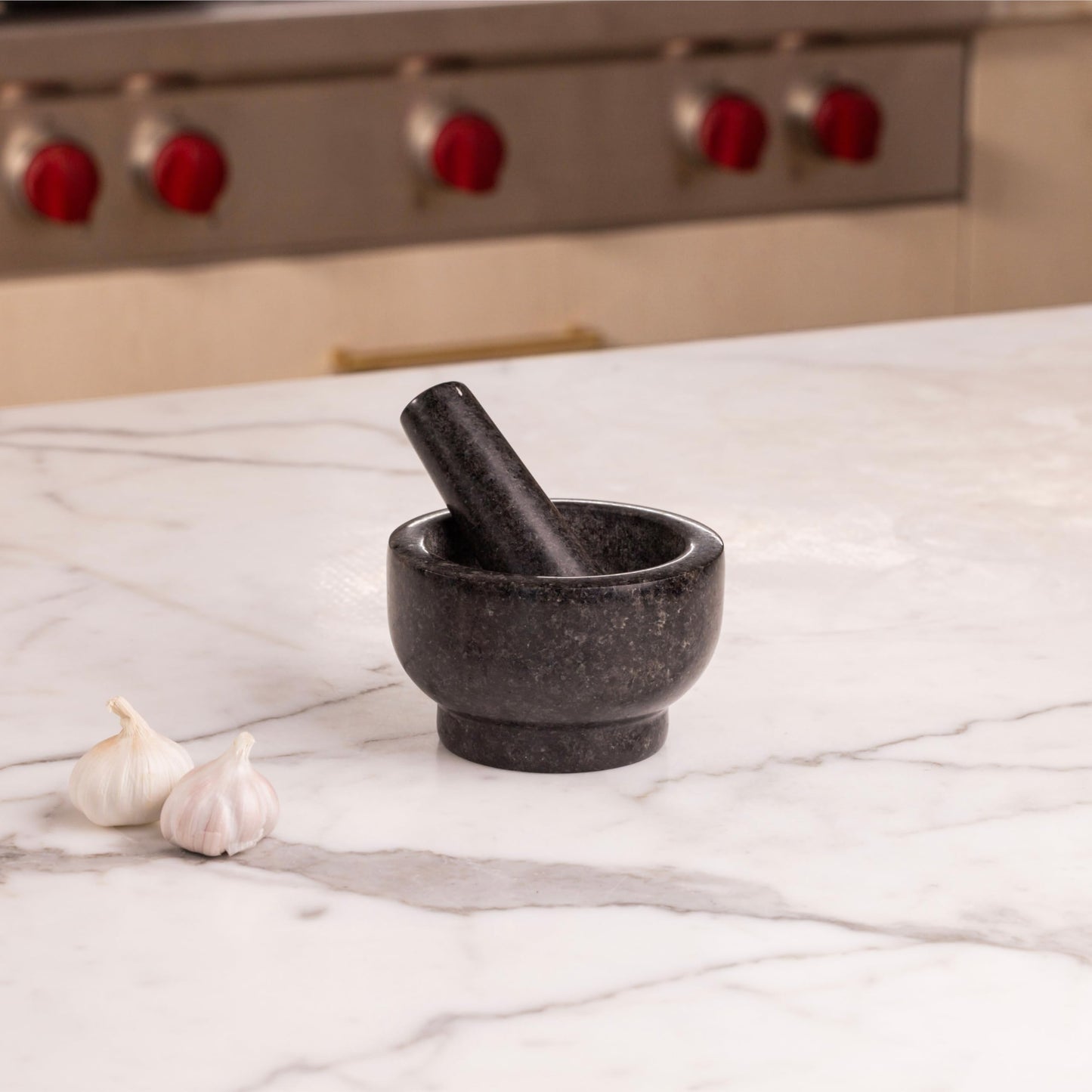 Lagostina Natural Granite Hand Mortar And Pestle, Manual Grinder, Perfect Crushing Herbs, Spices, 1.3 Cup Capacity, Durable And Easy To Clean, Gray, L413.4106.02