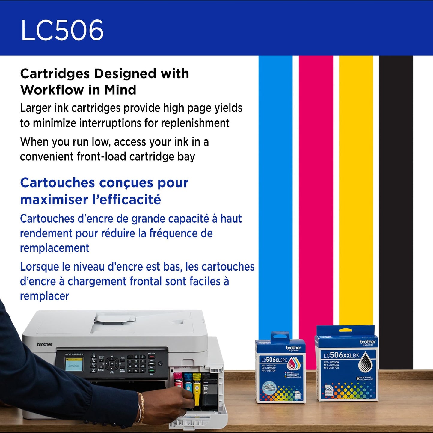 Brother Genuine LC506BKS Standard Yield Black Ink Cartridge for Brother Printer MFC-J4355DW and MFC-J4555DW