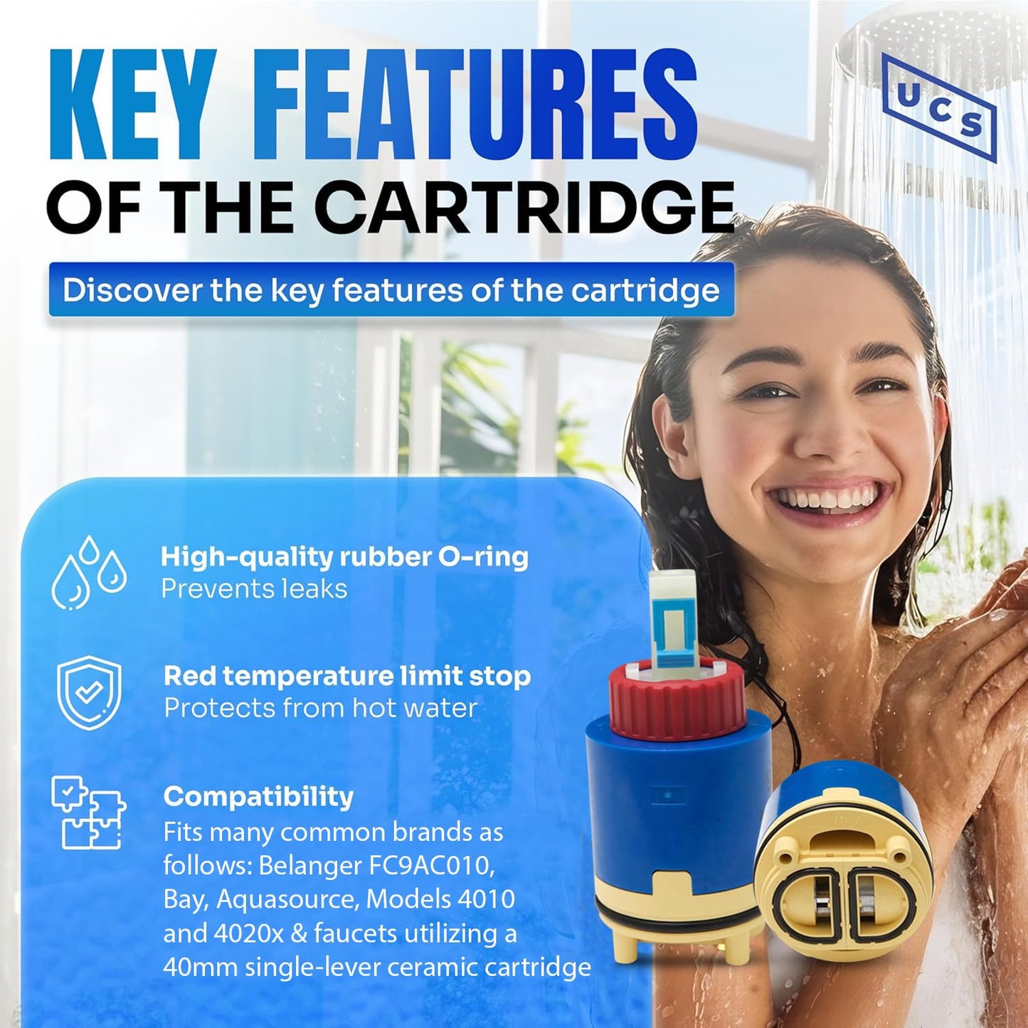 Belanger FC9AC010 JH04BD Hain-Yo Ceramic Plastic Faucet Cartridge - Replacement Cartridge with Single Lever Cartridge - Pressure Balance Cartridge Replacement Low Torque Structure Type