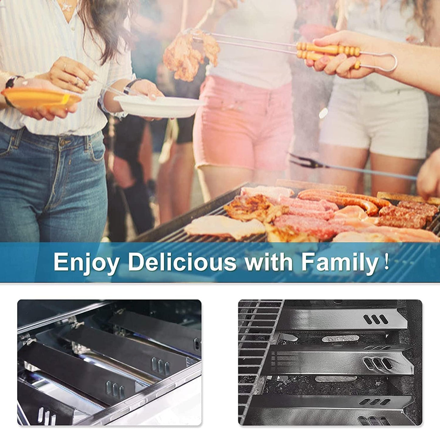 Criditpid Porcelain BBQ Heat Shields Replacment for Dyna-Glo DGB610SSP DGH483CRP DGF493BNP DGF510SBP, 15 inch Grill Heat Tent Plates for Outdoor Gourmet GR2205720-OG-00 GR2205723-OG-00.(6 Pack)