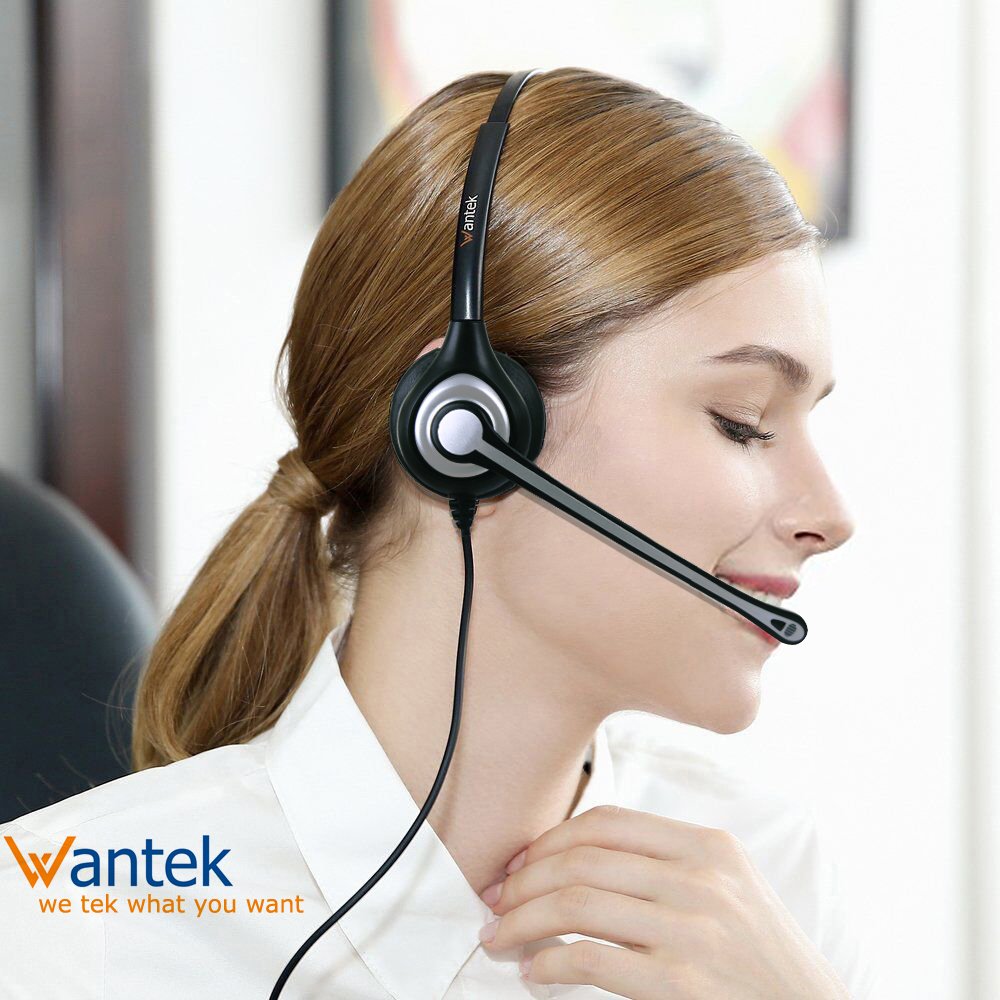 Wantek Corded Telephone Headset Mono w/Noise Canceling Mic + Quick Disconnect for ShoreTel Polycom Zultys NEC Dterm Nortel Norstar Meridian Siemens ROLM Packet8 Landline Deskphones(600QS2)