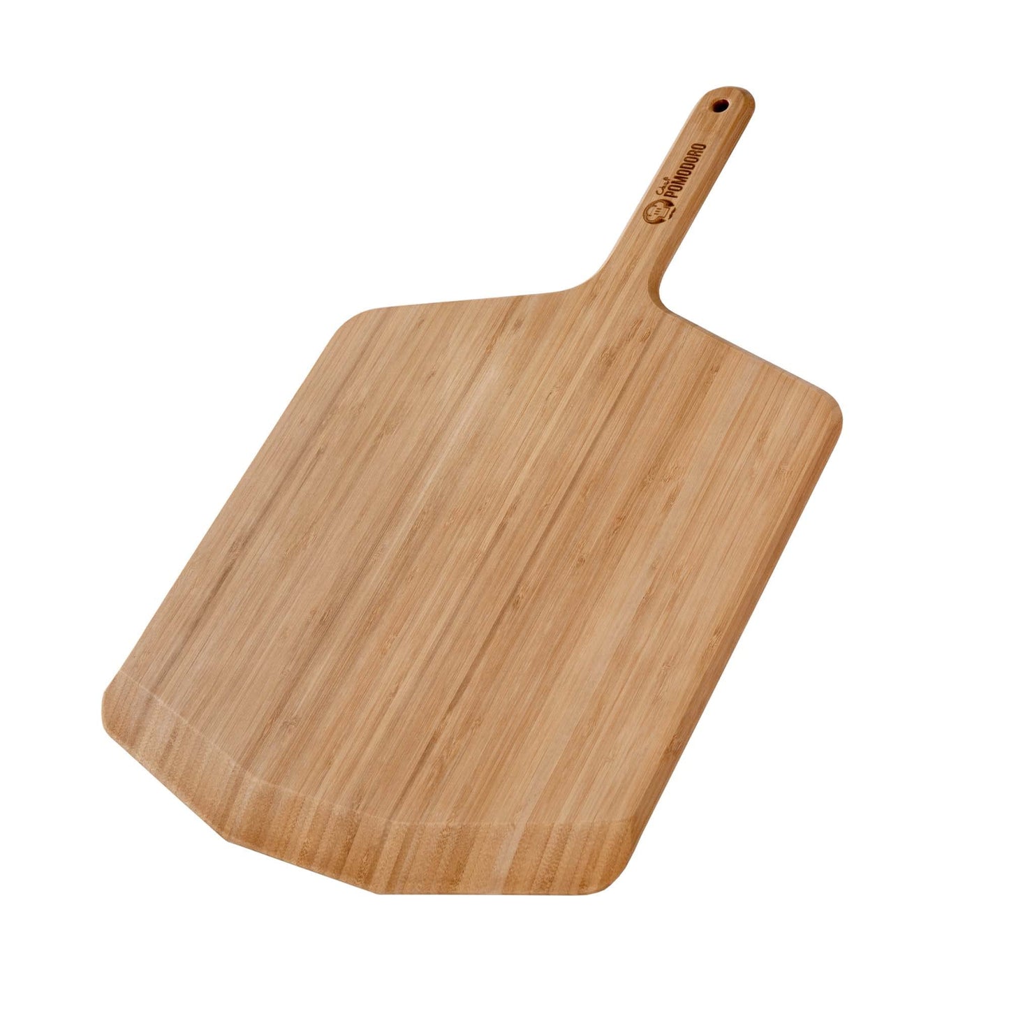 Chef Pomodoro Wooden Pizza Peel 14 inch, Homemade Wood Paddle, Board with with Handle, Indoor and Outdoor Oven Accessories, Spatula Gourmet Prep Shovel for Launching and Serving Pies and Bread