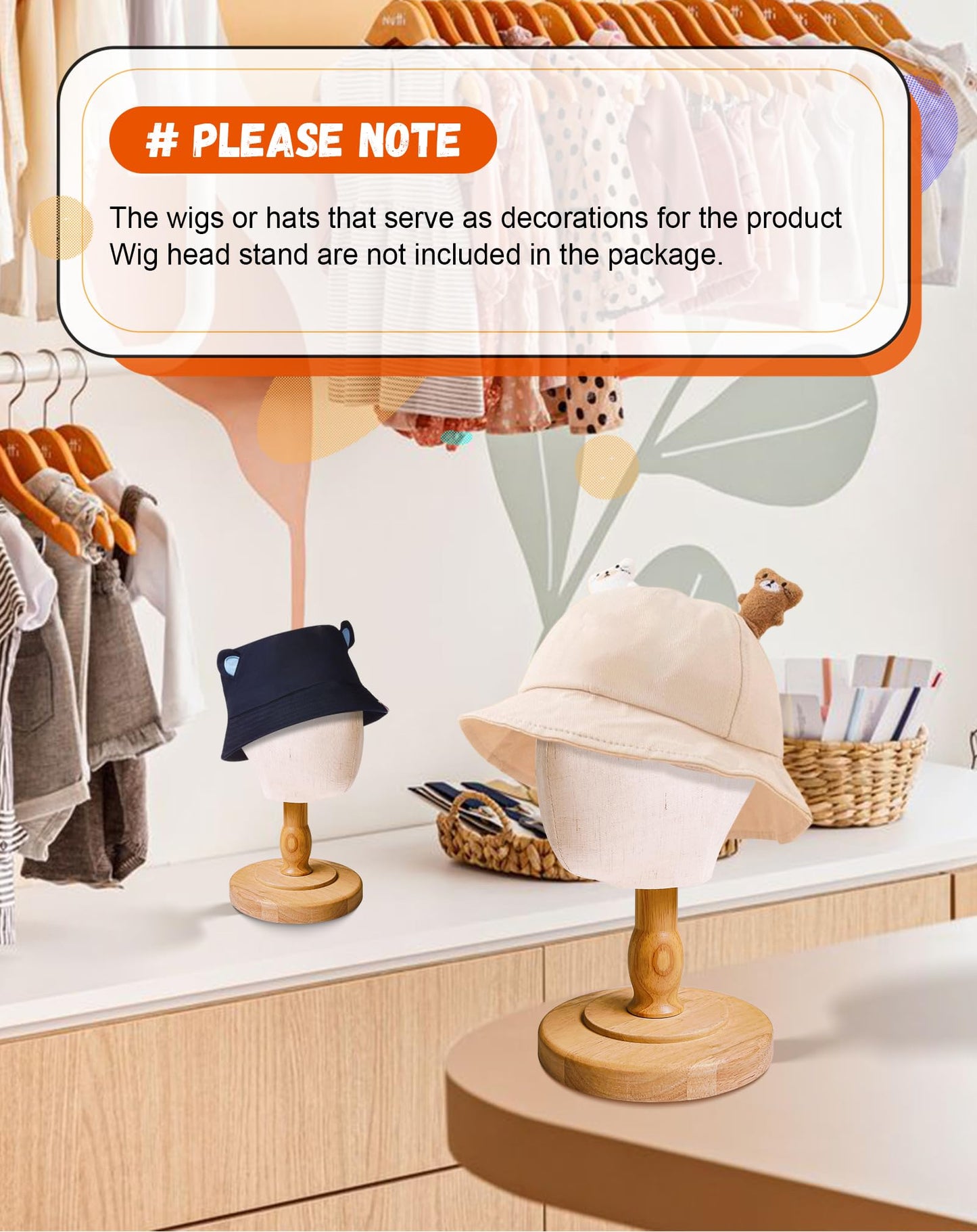 CHADWICK Wall-Mount Hat Display Stand - Wig Head Stands, Detachable Mannequin Head Stand, Durable Plastic Material, for Salons & Beauty Stores, Luxury Look at Home, Head Circumference 52cm/20inch (Gold Stand)