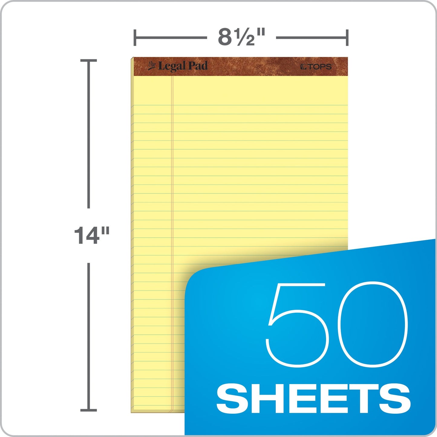 Tops 7572 Letr-Trim Perf-Top Legal Pad Legal Size, 50 Sheets per Pad, Dozen (Canary)