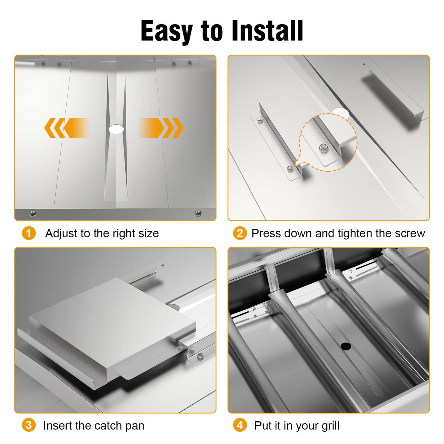 Universal Grease Tray with Catch Pan-Adjustable Stainless Steel Grill +Drip Pan Replacement Parts for Dyna Glo, NEXGRILL, Backyard, BHG, Expert, Kenmore, Uniflame and More