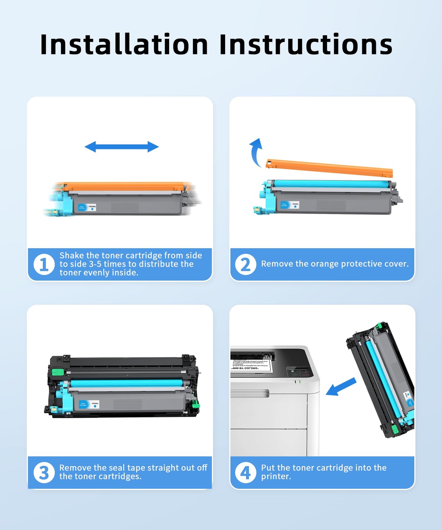 TN229XL Compatible Toner Cartridge Replacement for TN229 XL TN-229XL Toner Cartridge Work for HL-L3220CW HL-L3280CDW HL-L3295CDW HL-L3300CDW MFC-L3720CDW HL-L8245CDW MFC-L8395CD Printers (4-Pack)