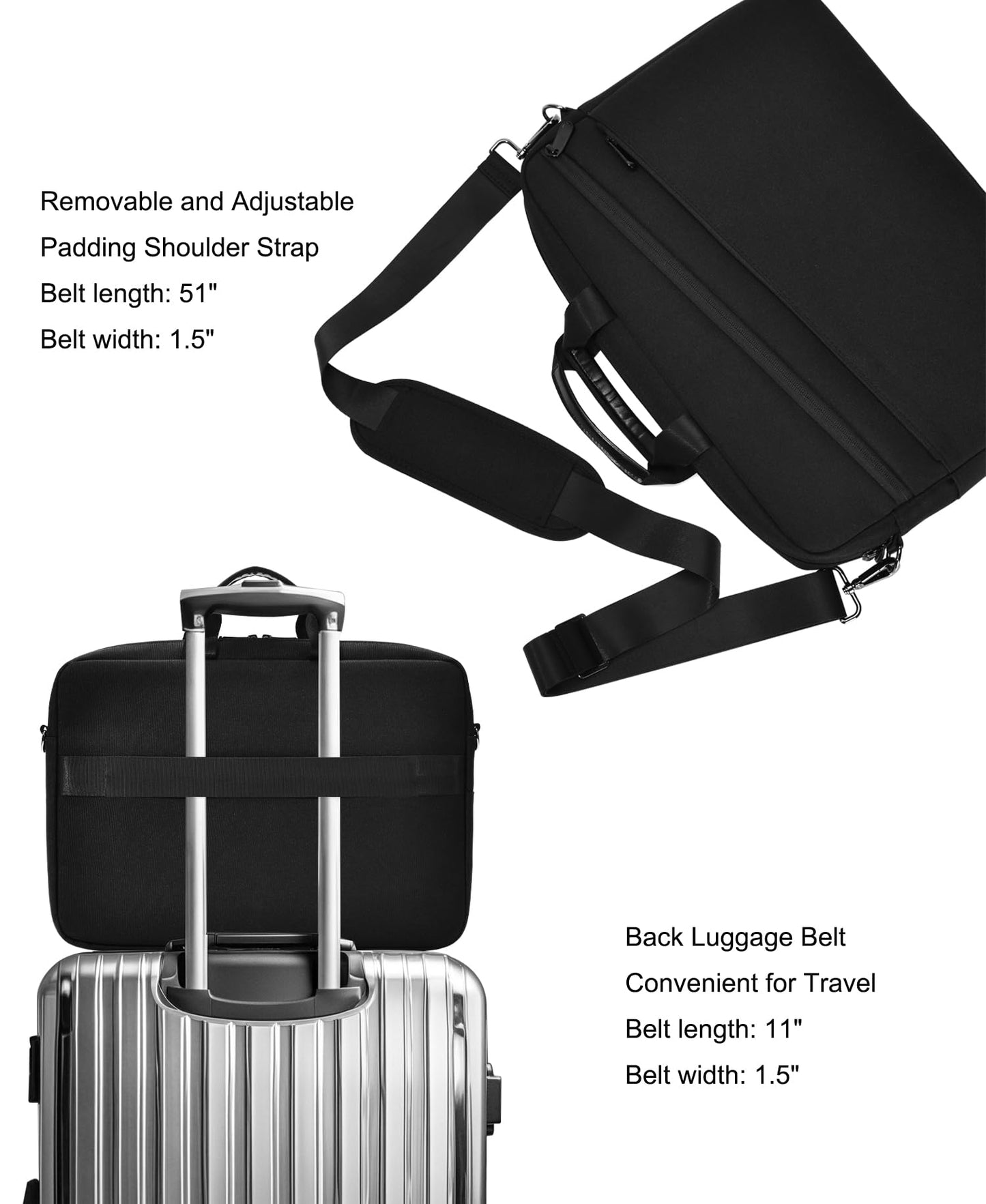 15.6 Inch Business Laptop Bag for Men & Women, Waterproof Polyester Briefcase for Work, Commute, Travel