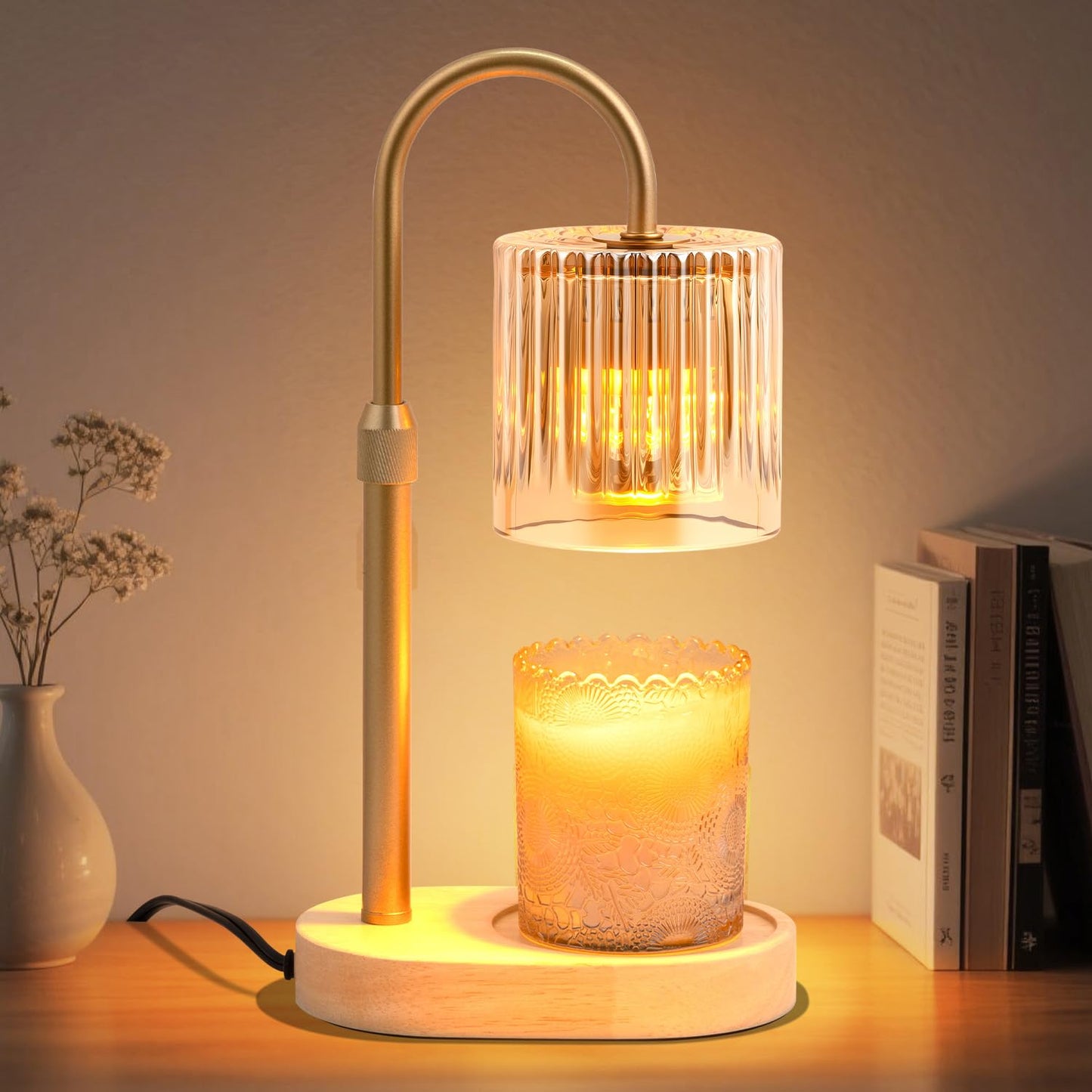 Candle Warmer Lamp with Timer Dimmable - Elegant Candle Warmer Adjustable Height, Candle Lamp Wax Melt Warmer for Jar Candles Birthday Gifts for Women Mom, Christmas House Warming Gifts New Home Decor