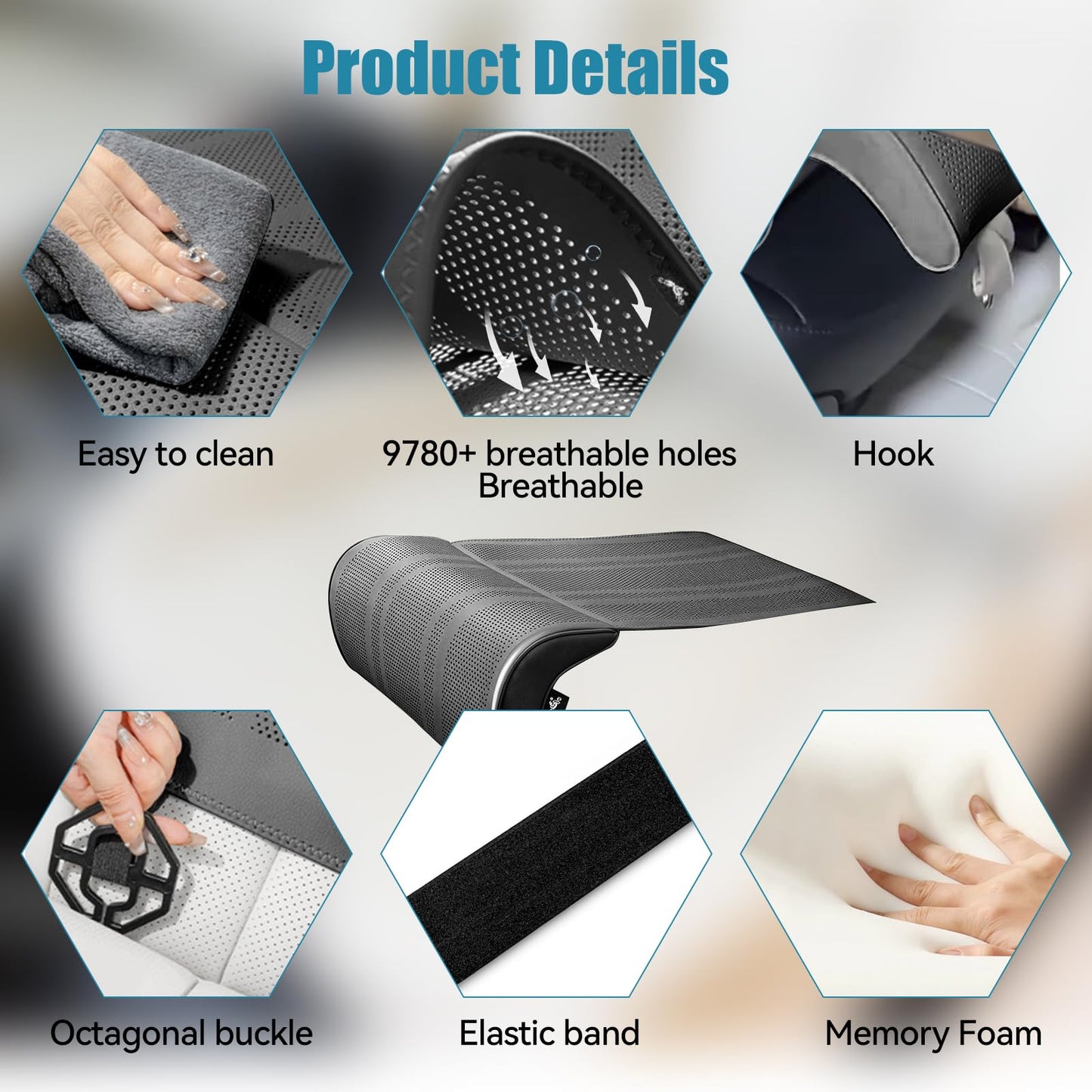 JOJOCY Car Seat Leg Extender Support Cushion, Upgraded Leather & Memory Foam Leg Rest Pad for Drivers, Office Chairs, Buses, Trains, Universal Fit, Breathable, Anti-Slip