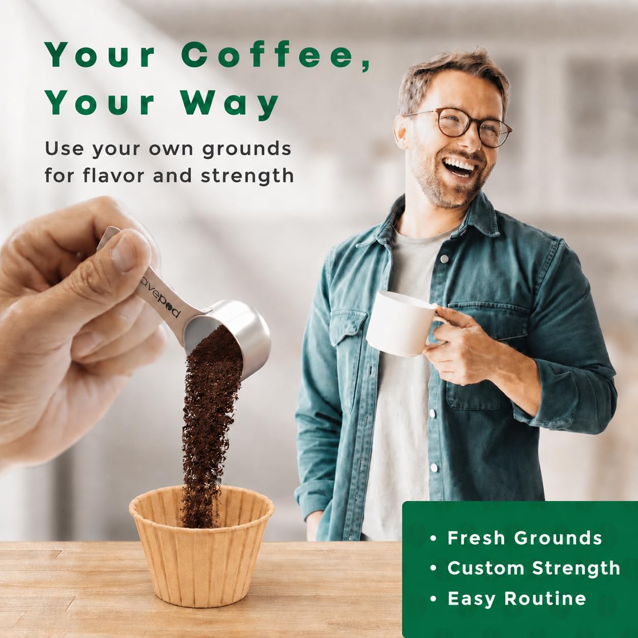 Savepod Disposable Unbleached Coffee Filters - 300 Count - Made Exclusively for Savepod - Compatible with K-Cup Brewers - Reusable K-Cup Coffee Filters - Single Serve Use