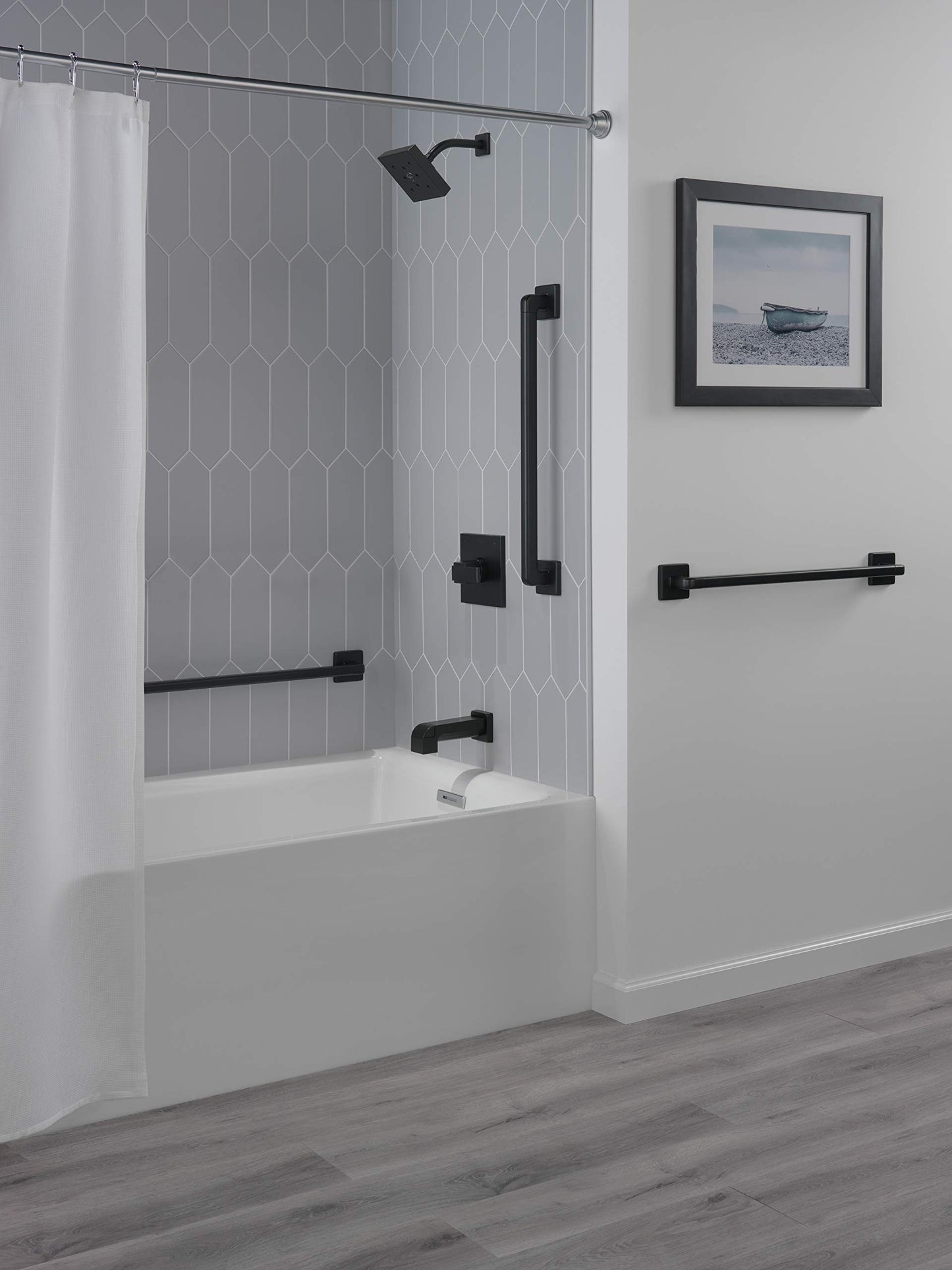 Angular Modern Decorative ADA Grab Bar - 18" in Matte Black