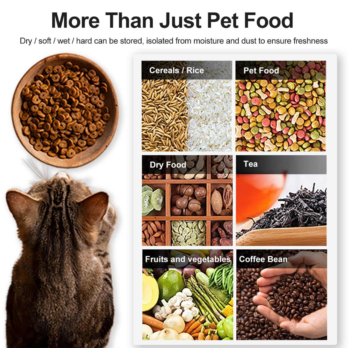 LubadiPaw Automatic Monitor Vacuum Airtight Dry Dog Food Storage Container, Travel Pet Food Storage Containers with Lids, Desk Cat Bin Good Containers 10L