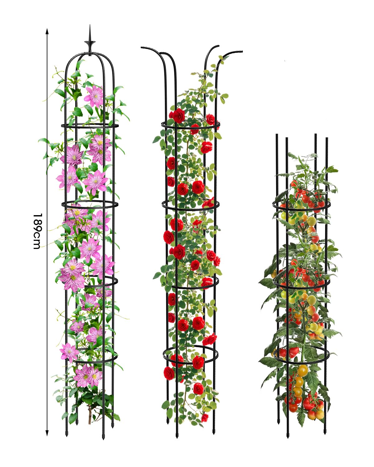 MYMULIKE 2 Pack 75" Garden Trellis for Climbing Plants Indoor/Outdoor, Plant Support for Vines, Tomatoes and Cucumbers, Trellis for Climbing Plants and Vegetables, Balcony/Patio/Courtyard Supplies