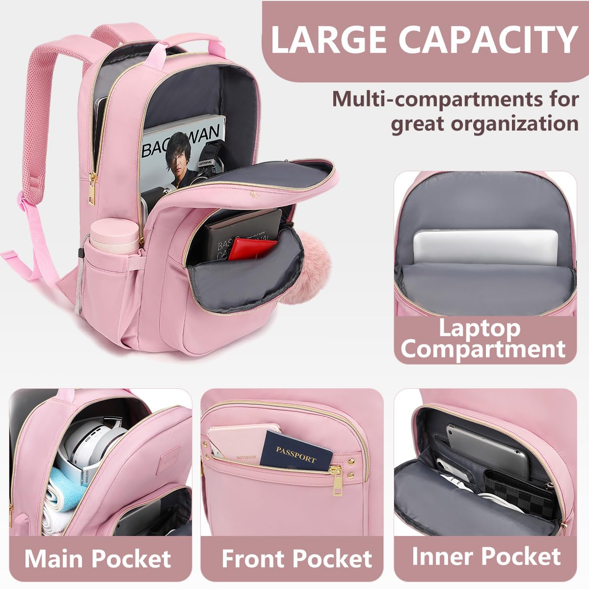 Laptop Backpack Women Girls Teens: 15.6 inch Travel Backpack College Work