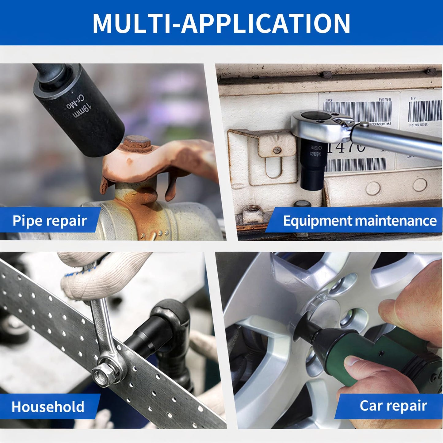 Greywolf 5 pcs Wheel Nut Removal Tool Set, 1/2 Inch Impact Torque Socket Set and Bolt Extractor Set, Wheel Lock Removal Kit, Torque Socket Set for Damaged, Frozen, Rusted Round Bolts, Metric 17-22mm