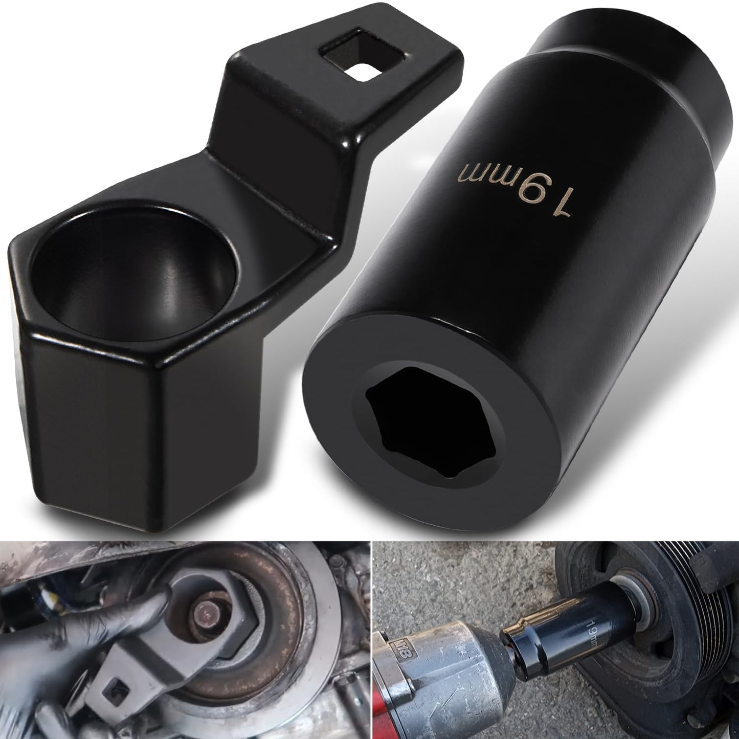 2pcs 77080 19 mm Harmonic Balancer Socket & 50mm Crank Pulley Wrench Holder for Honda Acura Engines