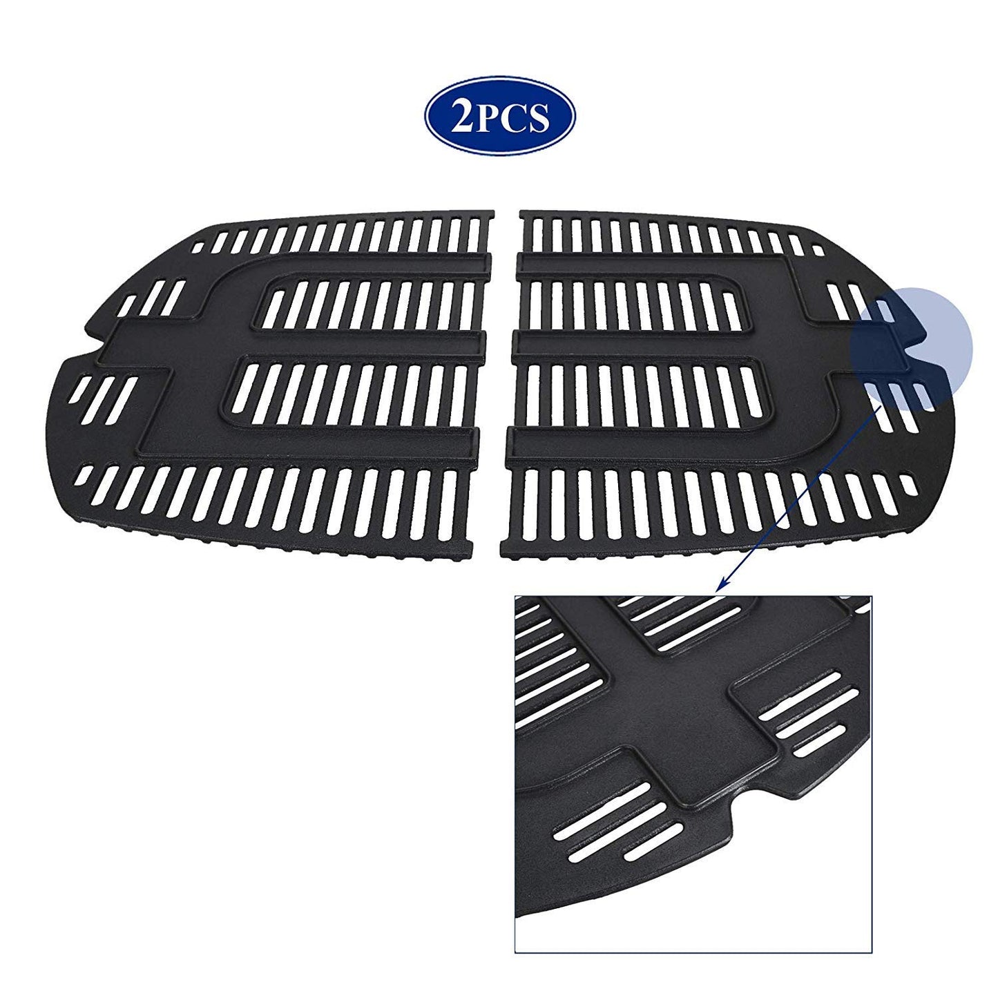 Utheer 7646 Cooking Grate for Weber Q300 Q320 Q3000 Q3200 Series Gas Grills, 25”x 17.8” Cast Iron Cooking Grid Replacemets for Weber 7646, 2 Pack