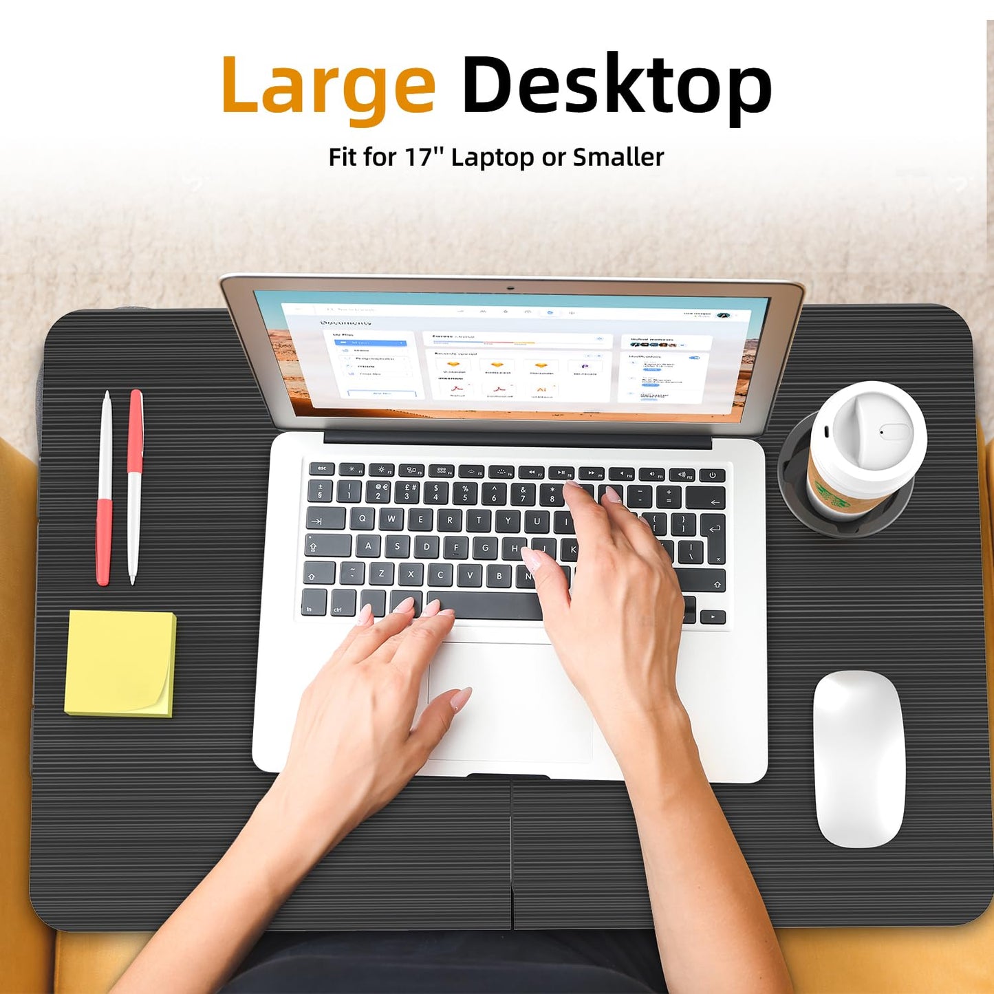 BUYIFY Portable Foldable Laptop Desk for Bed and Couch, Adjustable Lap Desk with Cup Holder and Phone Holder, Ideal for Working, Reading, Writing, and Breakfast (Black)-KKP1