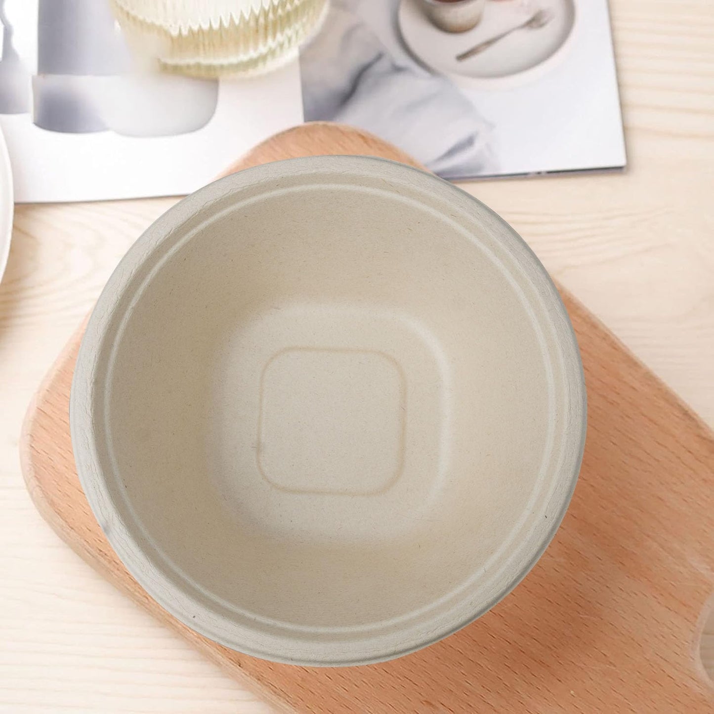 Disposable Paper Bowls 32oz Heavy Duty, 100 Pack Eco-Friendly Compostable Bowls, Party Serving Bowls for Salad, Ice Cream, Dessert and Hot Soup, Biodegradable Bowls Made of Sugarcane (Nature)