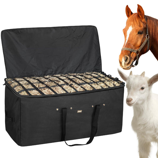 ASRJKIE Hay Bags for Horses, Hay Bale Bag 44x18x22inch Extra Large Top Slow Feed Design, Premium Oxford Heavy Duty Hay Bale Storage Bag for Barn Stable, Horses Sheep Donkey Goats